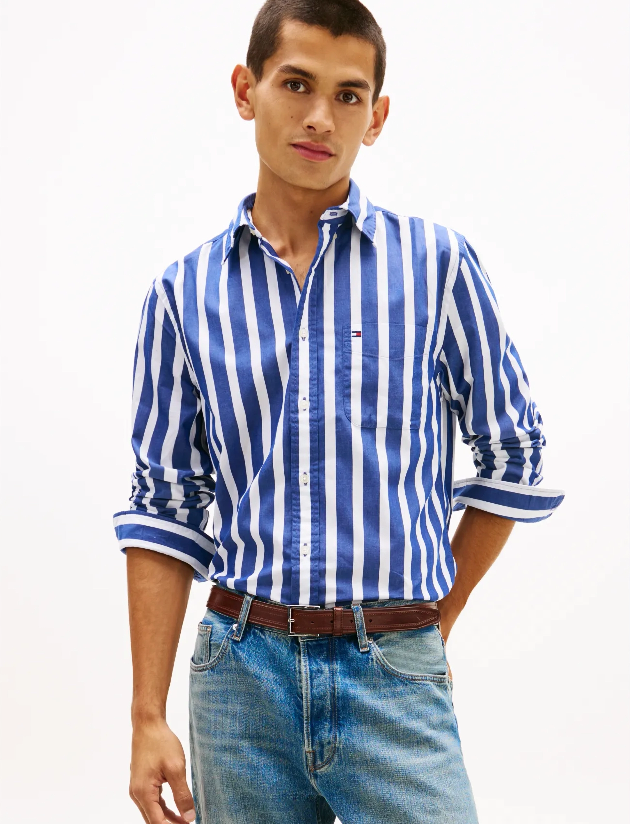 Tommy Hilfiger FLEX POPLIN BOLD STRIPE SHIRT - Skjorter - BOLD BLUE   STRIPE / blue