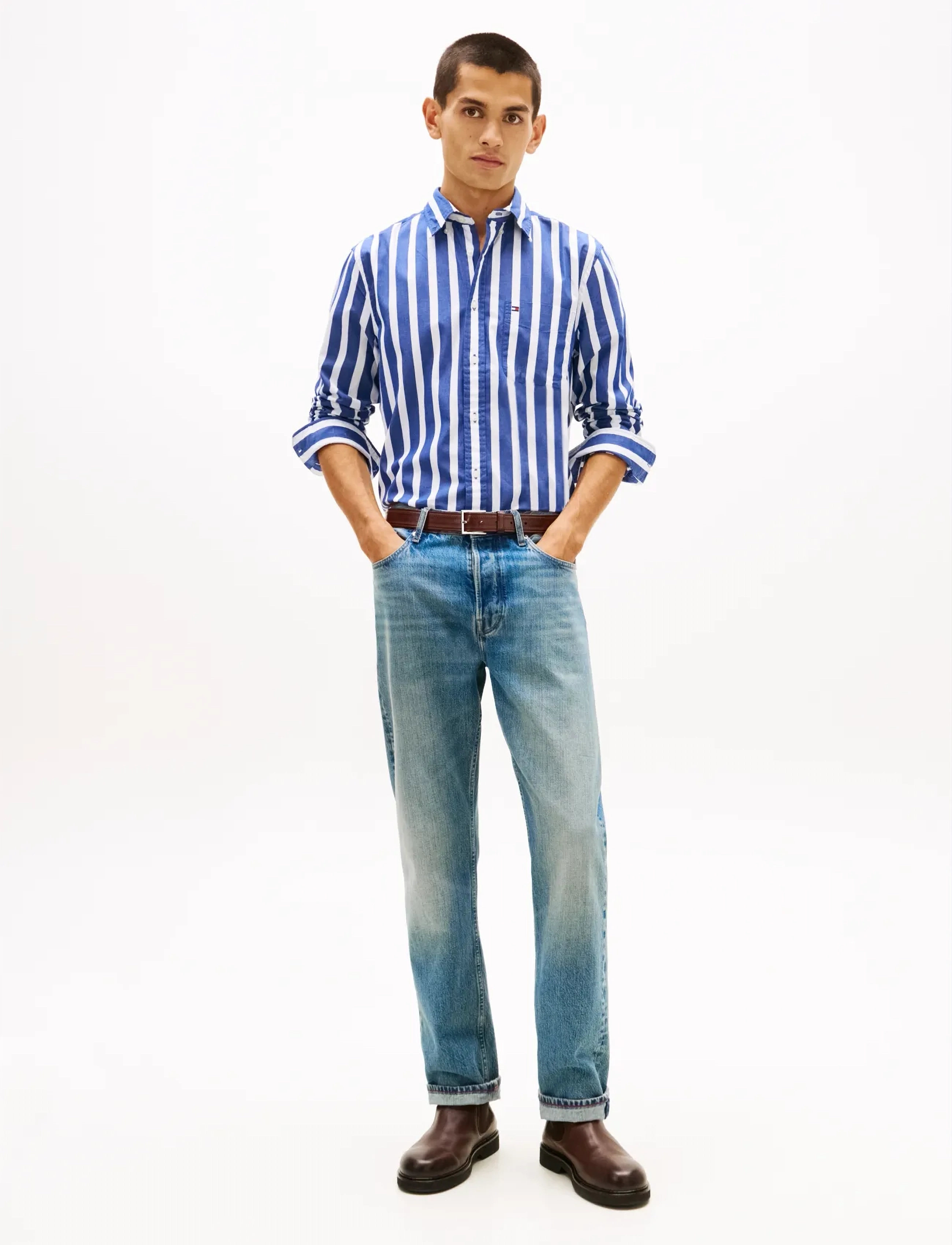 Tommy Hilfiger - FLEX POPLIN BOLD STRIPE SHIRT - triibulised särgid - bold blue stripe - 2