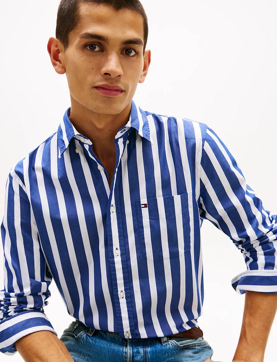 Tommy Hilfiger - FLEX POPLIN BOLD STRIPE SHIRT - triibulised särgid - bold blue stripe - 4