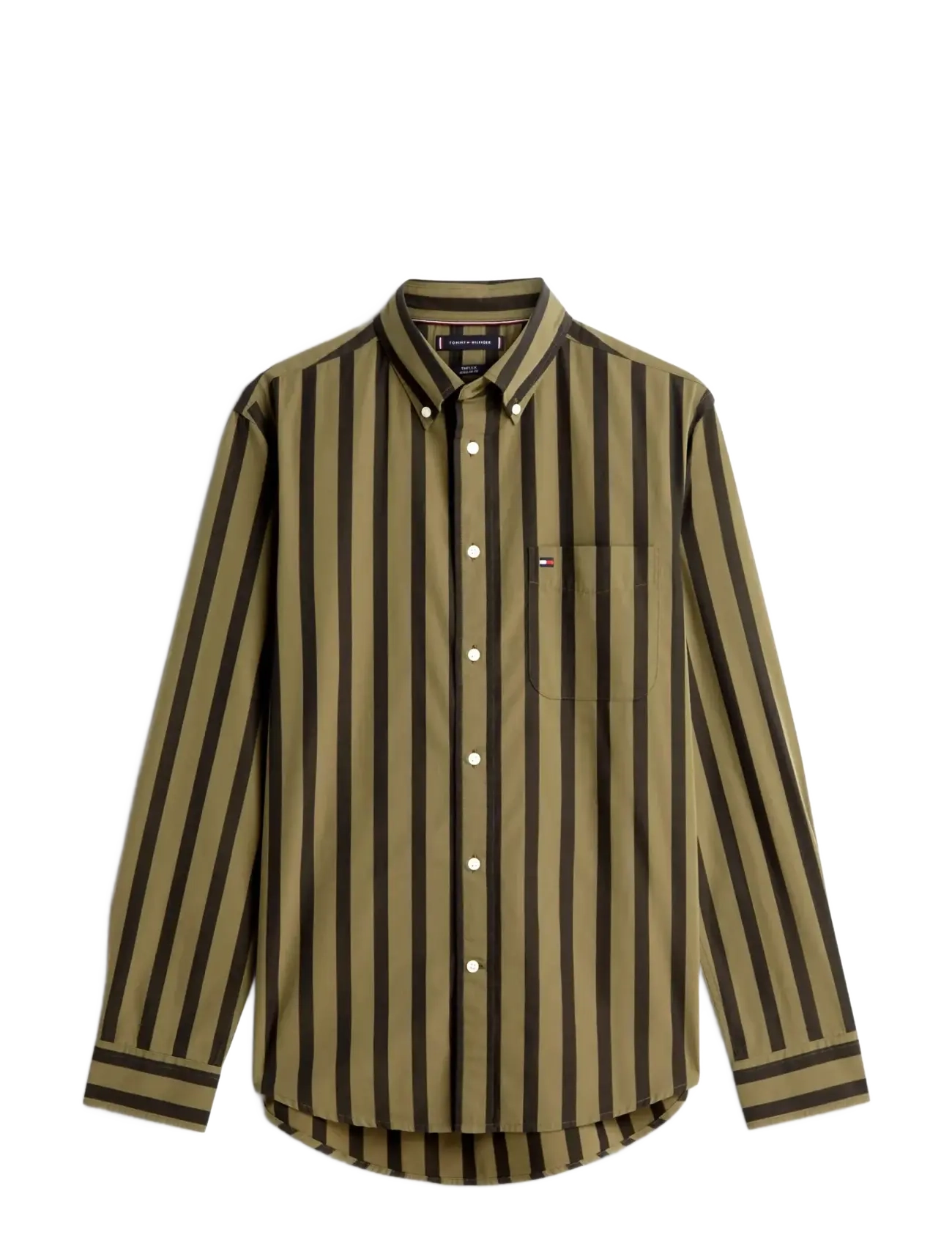 FLEX POPLIN BOLD STRIPE SHIRT - UTILITY OLIVE   STRIPE