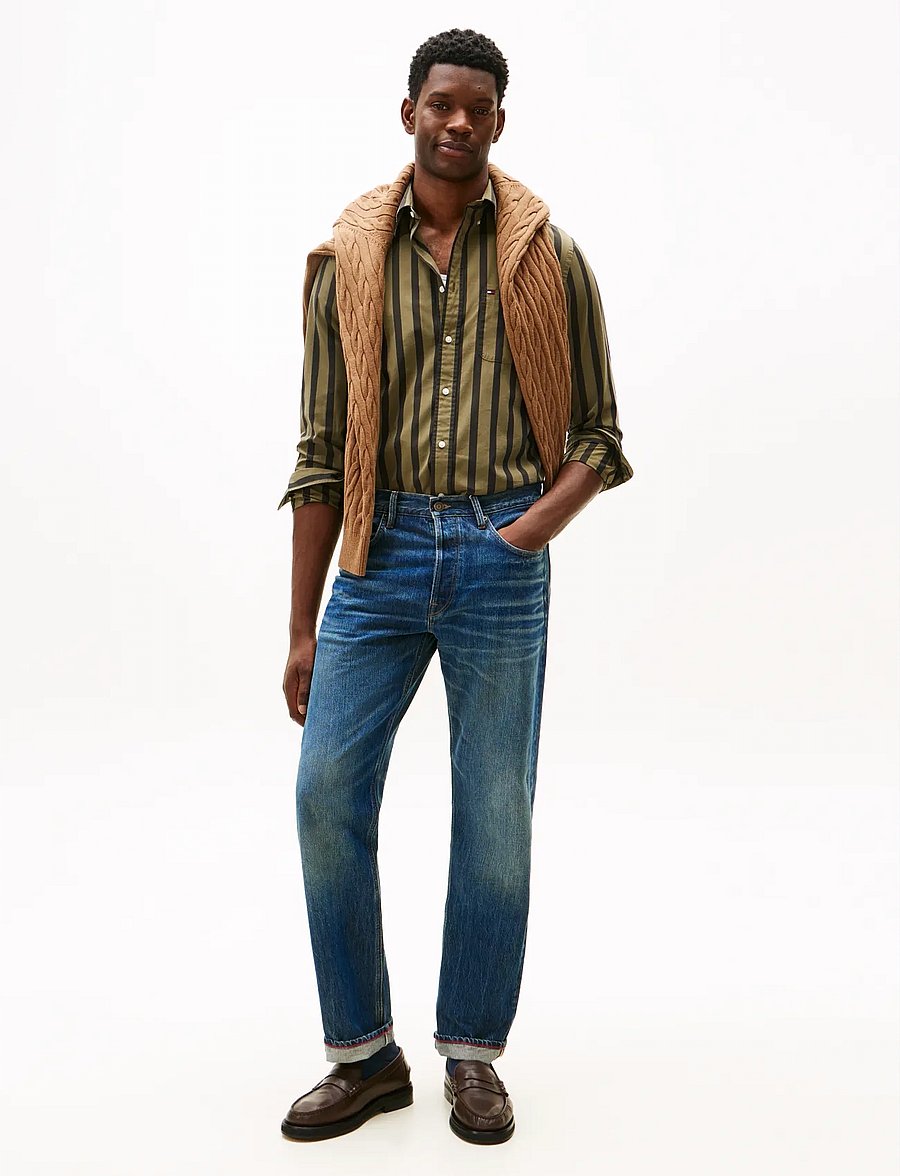 Tommy Hilfiger - FLEX POPLIN BOLD STRIPE SHIRT - randiga skjortor - utility olive stripe - 2