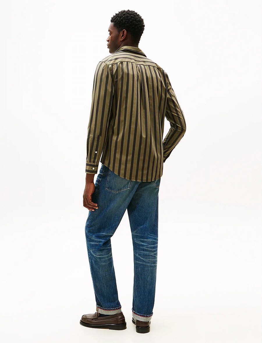 Tommy Hilfiger - FLEX POPLIN BOLD STRIPE SHIRT - randiga skjortor - utility olive stripe - 3