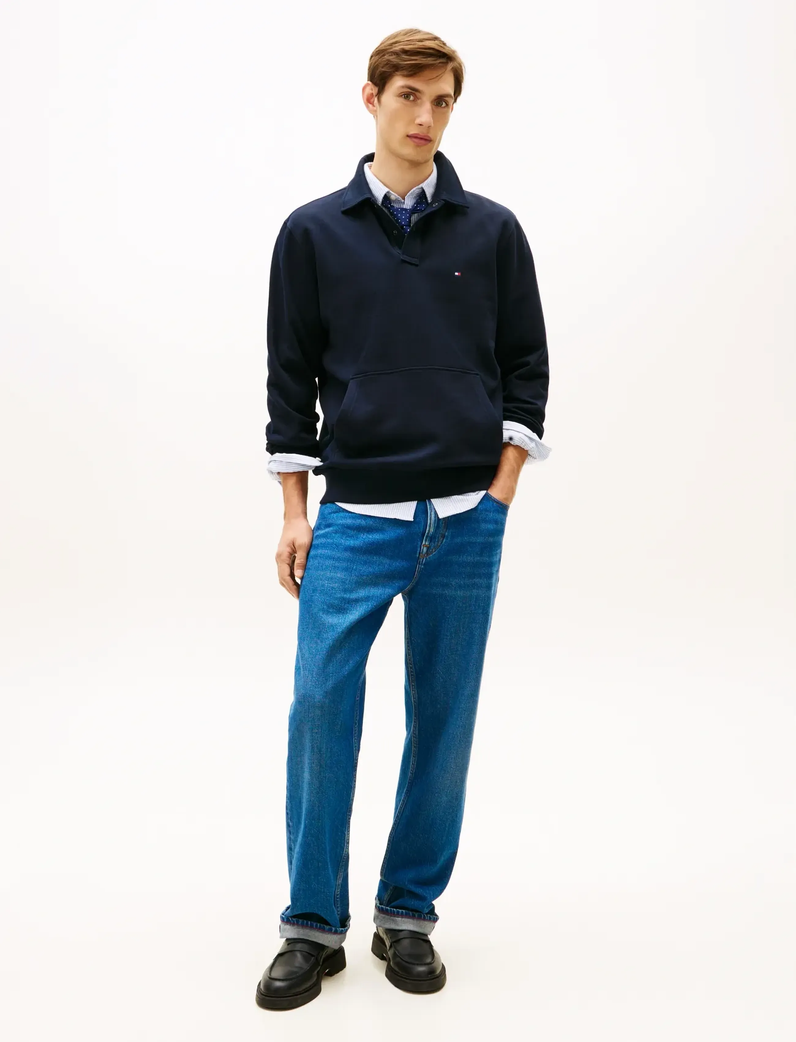 Tommy Hilfiger - ESSENTIAL TERRY POLO SNAP SWEAT - long-sleeved polos - desert sky - 2