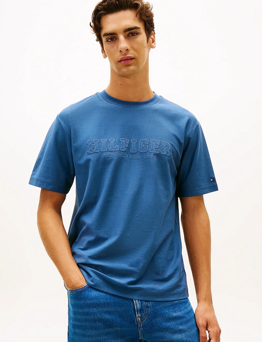 Tommy Hilfiger - MIX MEDIA GRAPHIC TEE - lühikeste varrukatega t-särgid - aegean sea - 0