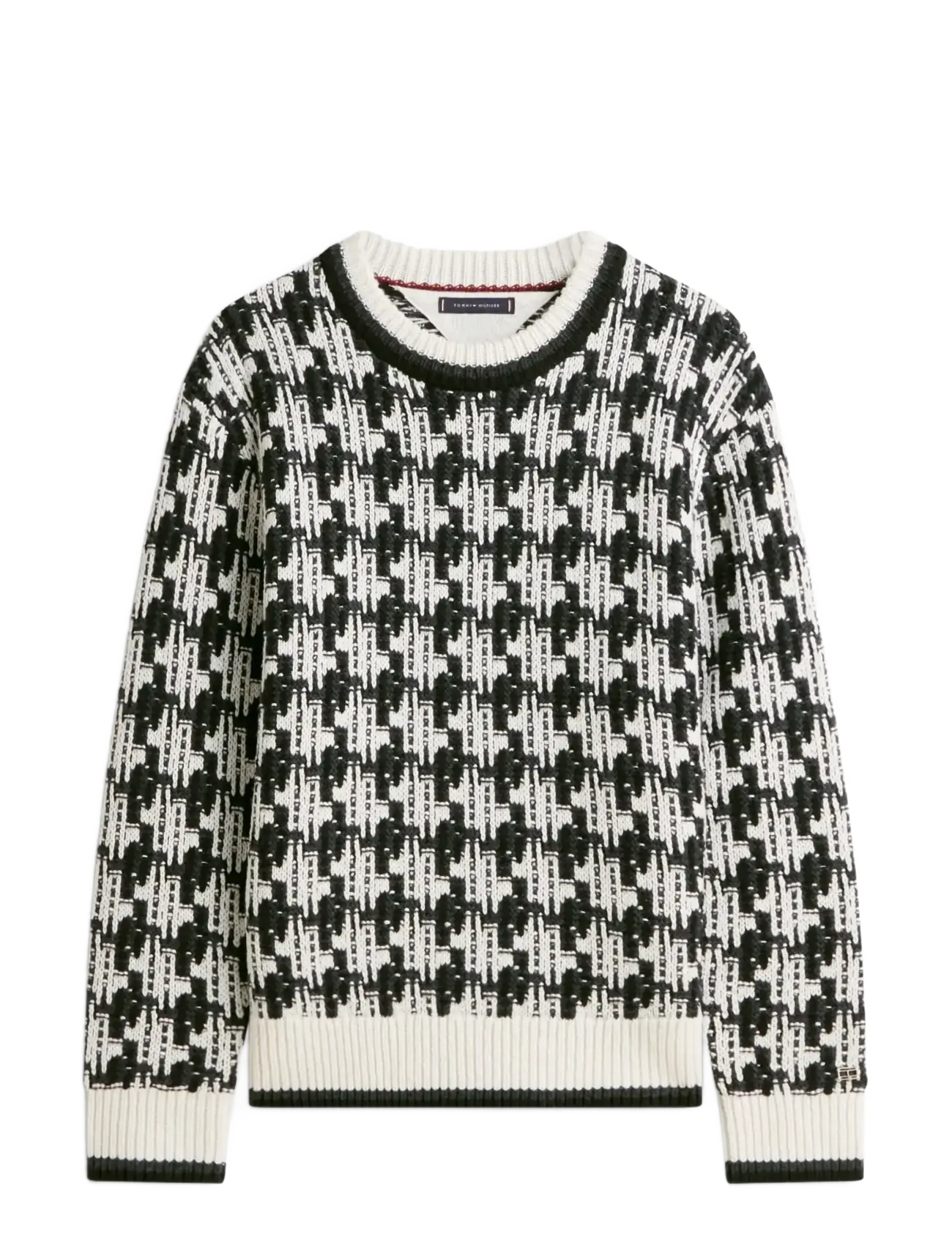 Tommy Hilfiger DC HOUNDSTOOTH SWEATER - Kläder - BLACK   IVORY PETAL / black