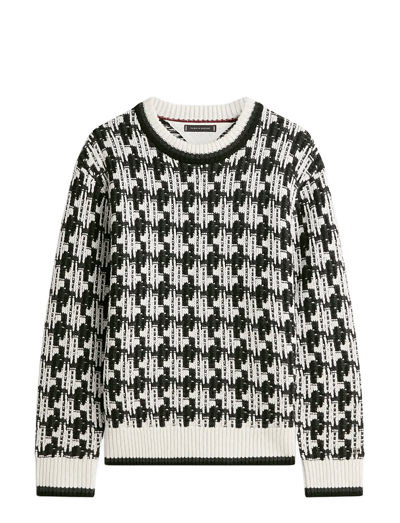Tommy Hilfiger - DC HOUNDSTOOTH SWEATER - rund hals - black ivory petal - 1