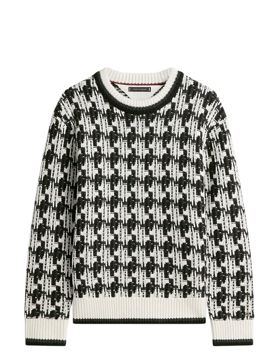 Tommy Hilfiger - DC HOUNDSTOOTH SWEATER - rundhalsad - black ivory petal - 1