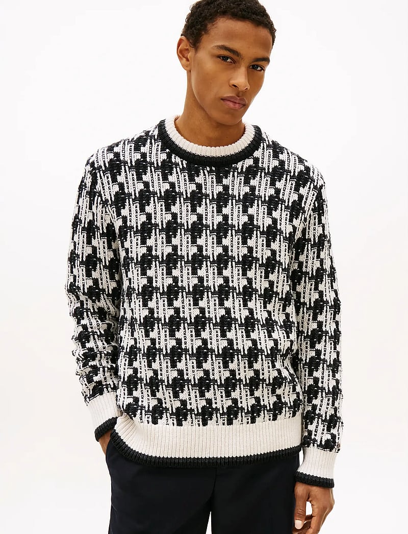 Tommy Hilfiger - DC HOUNDSTOOTH SWEATER - rund hals - black ivory petal - 0