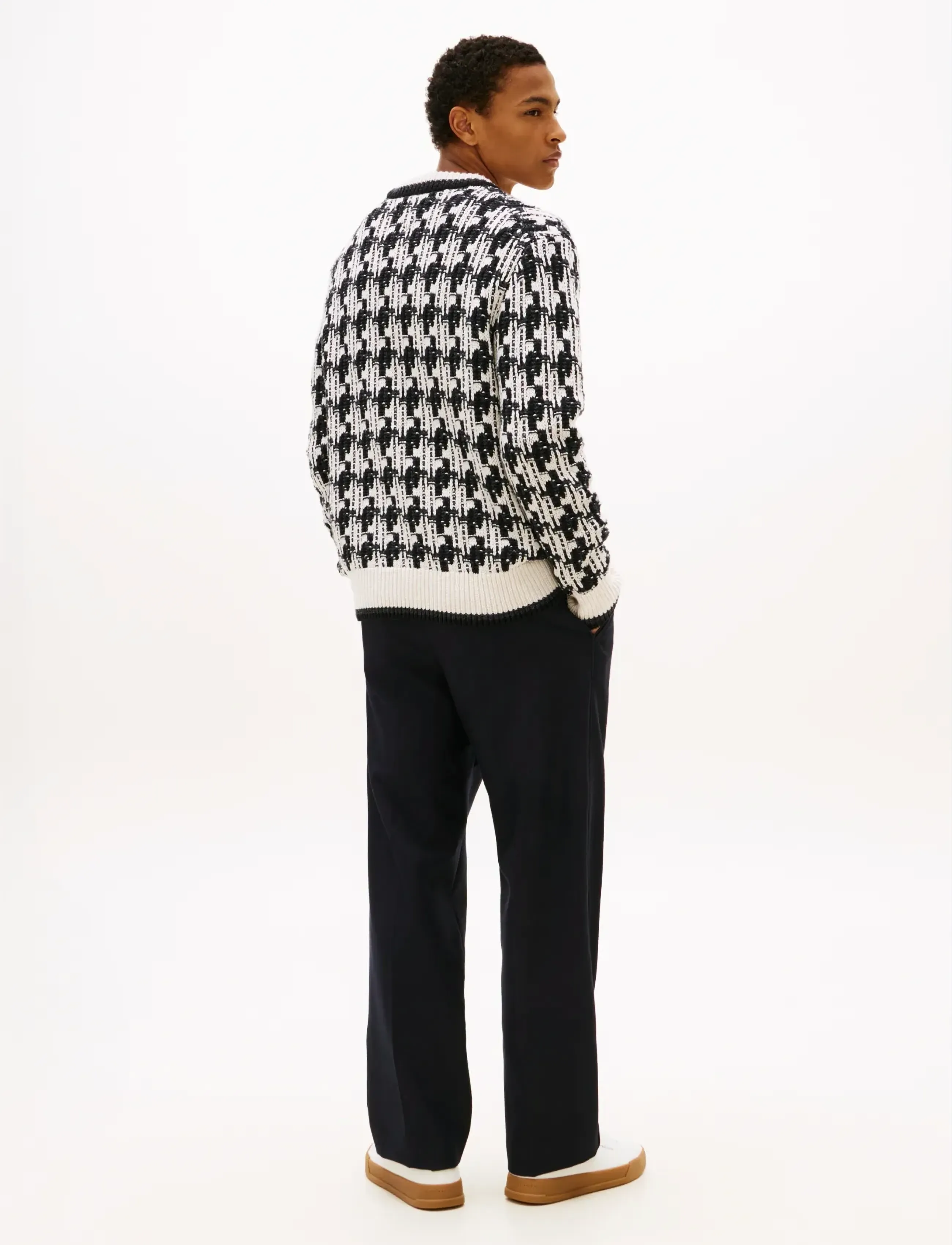 Tommy Hilfiger - DC HOUNDSTOOTH SWEATER - perusneuleet - black   ivory petal - 2