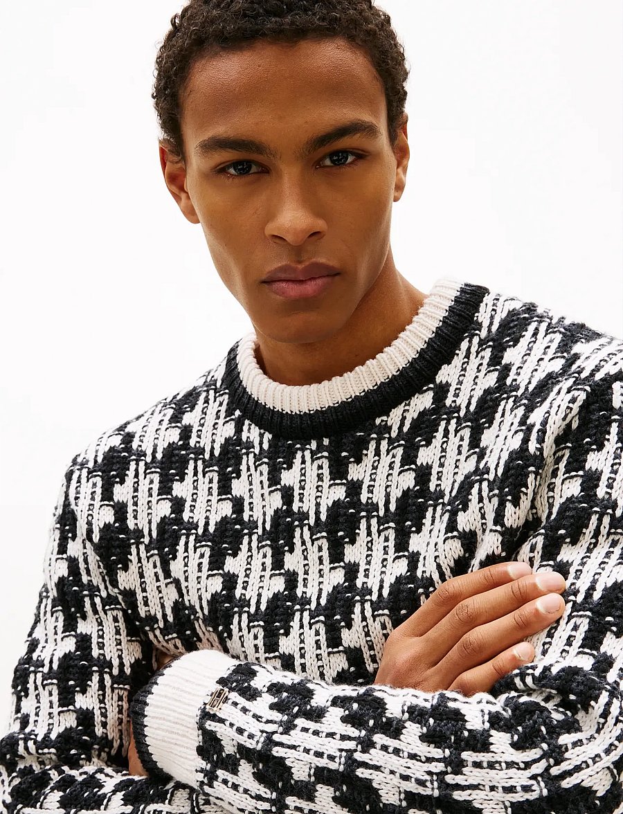 Tommy Hilfiger - DC HOUNDSTOOTH SWEATER - rundhalsad - black ivory petal - 4