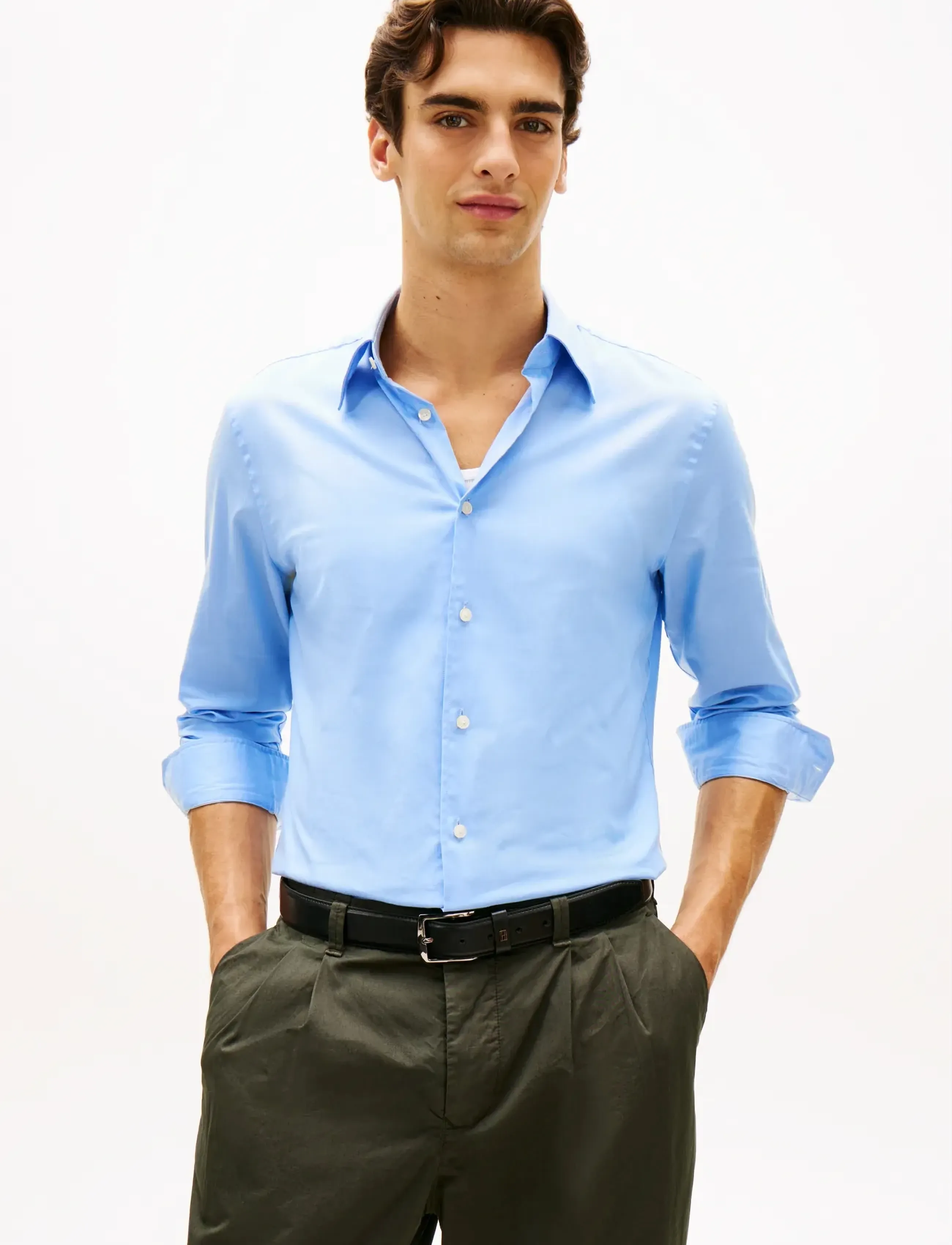 Tommy Hilfiger Dc Flex Collar Bd Twill Shirt, R/40, Blue, Shirts > Oxford Shirt, Herre