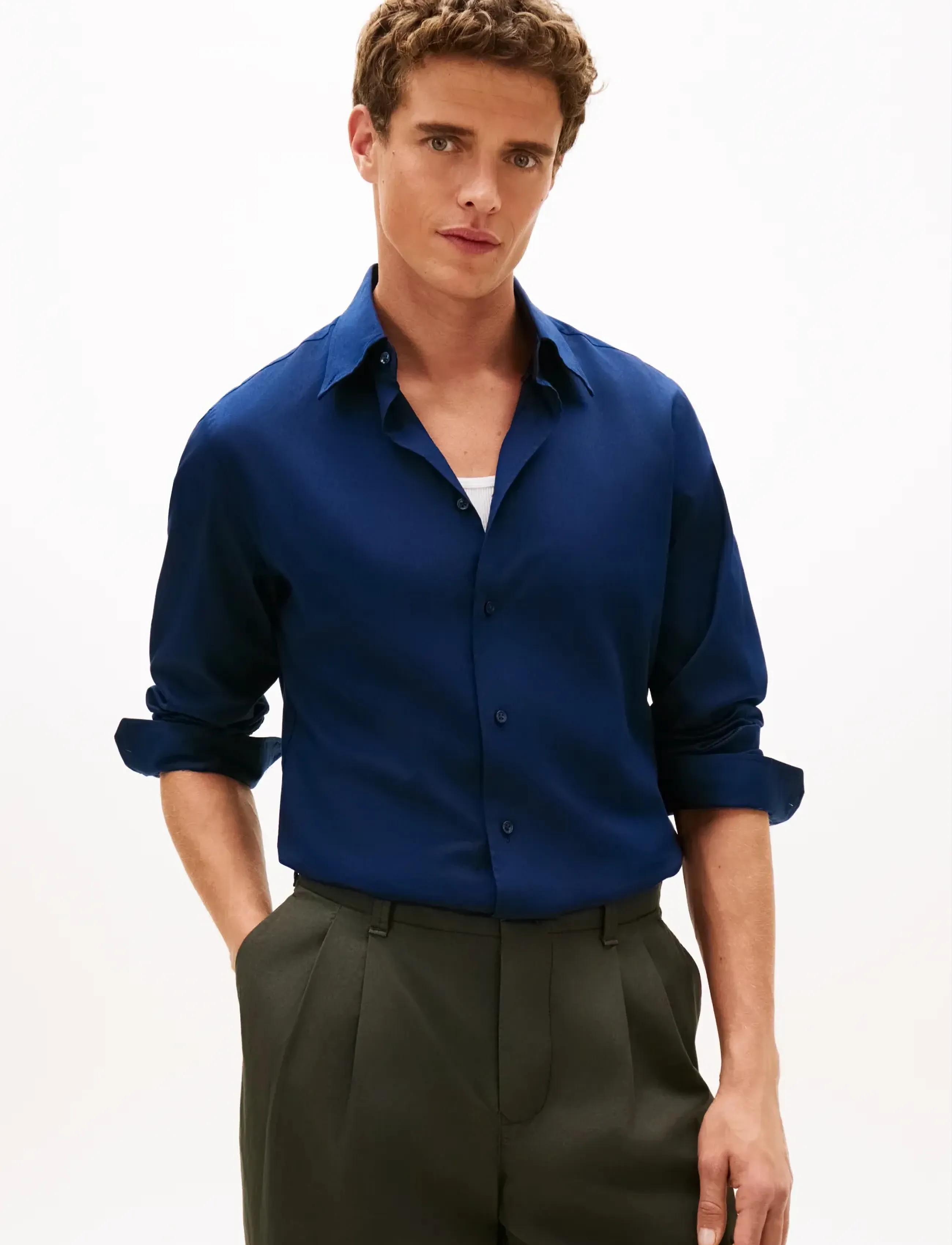 Tommy Hilfiger Dc Flex Collar Bd Twill Shirt, R/41, Navy, Shirts > Oxford Shirt, Herre