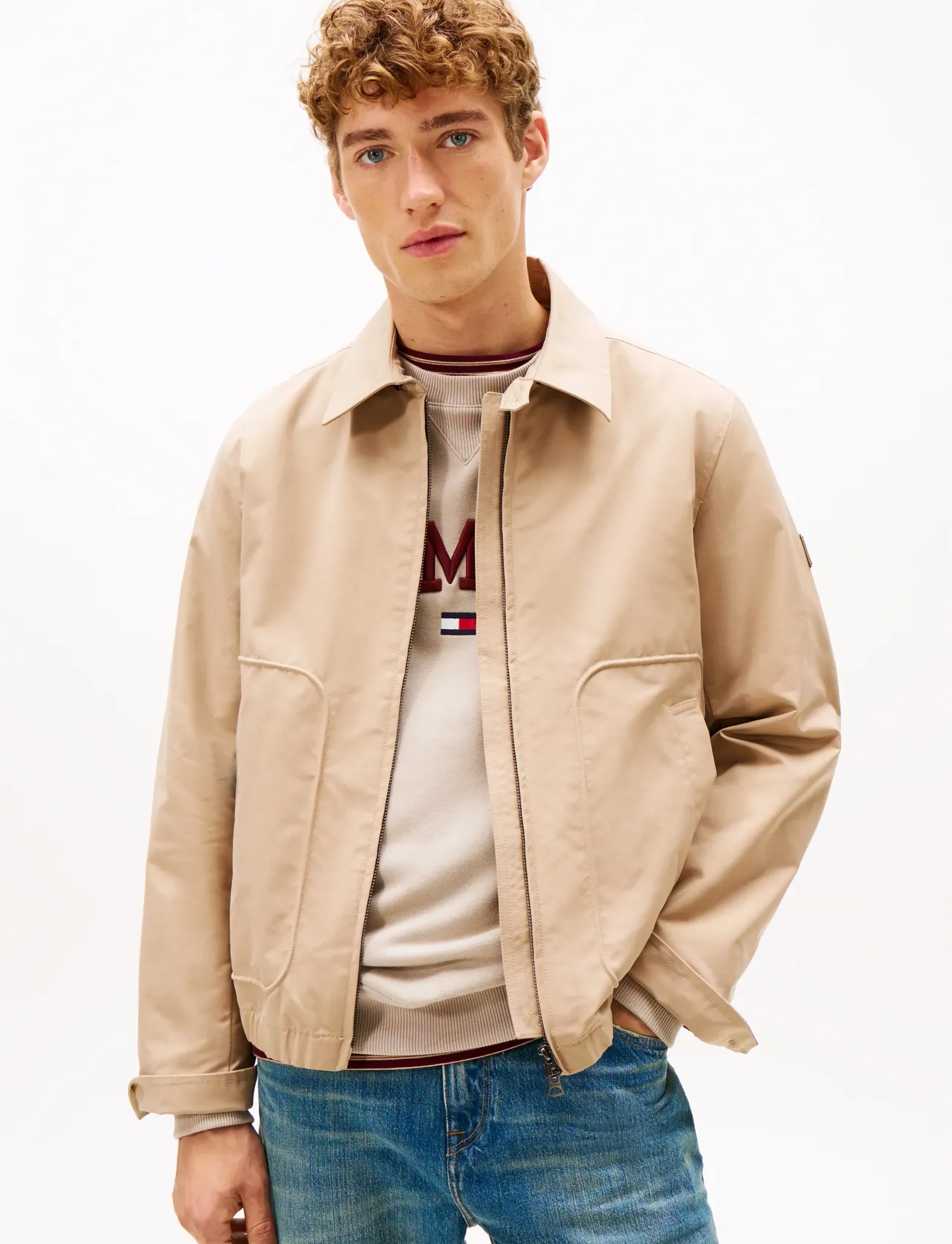 Tommy Hilfiger Ivy Jacket, Mænd, Harrington Jakke, Beige, Str: XXL