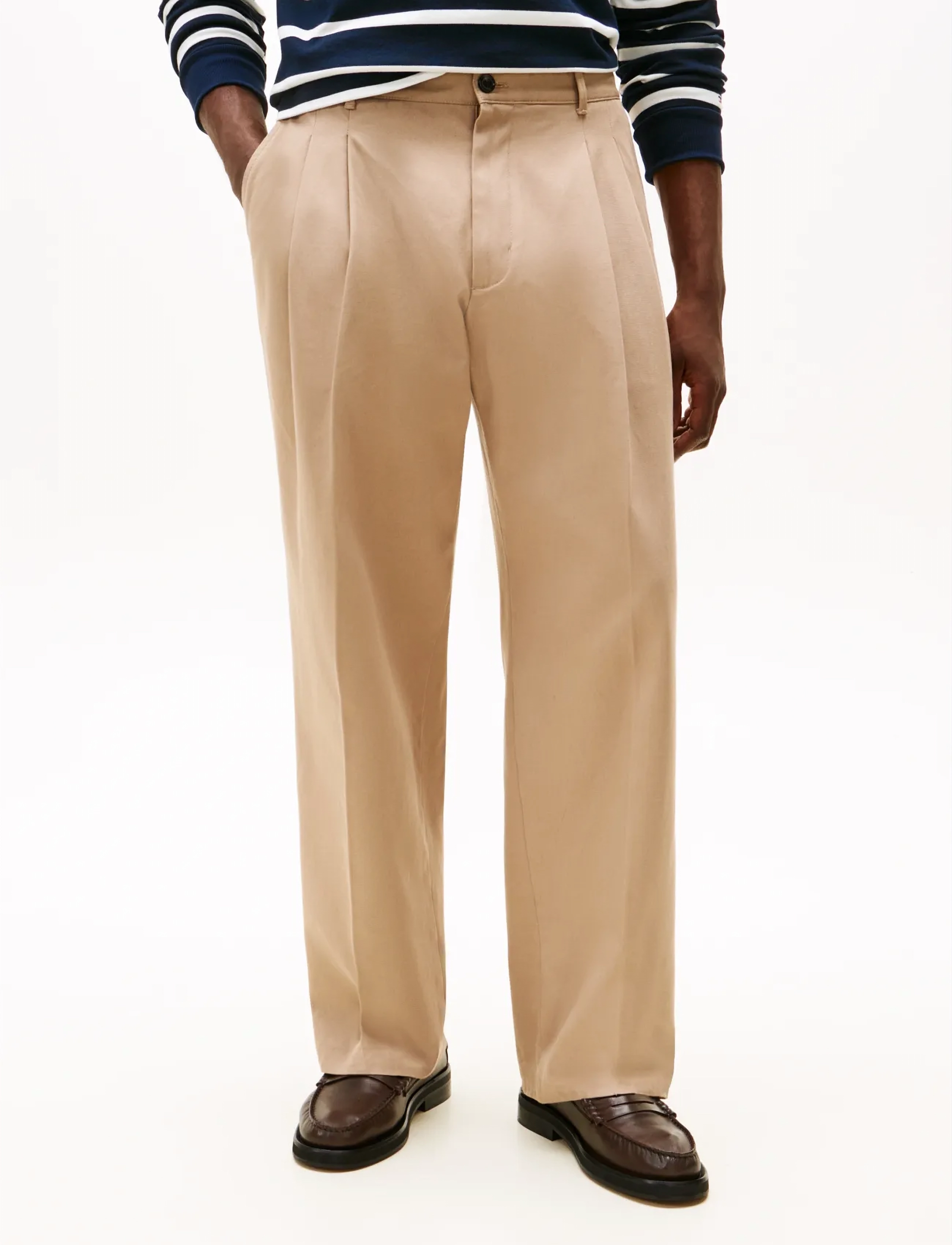 Tommy Hilfiger MURRAY 2PLT MERCERIZED COTTON - Formelle Hosen - COASTAL TAUPE / beige
