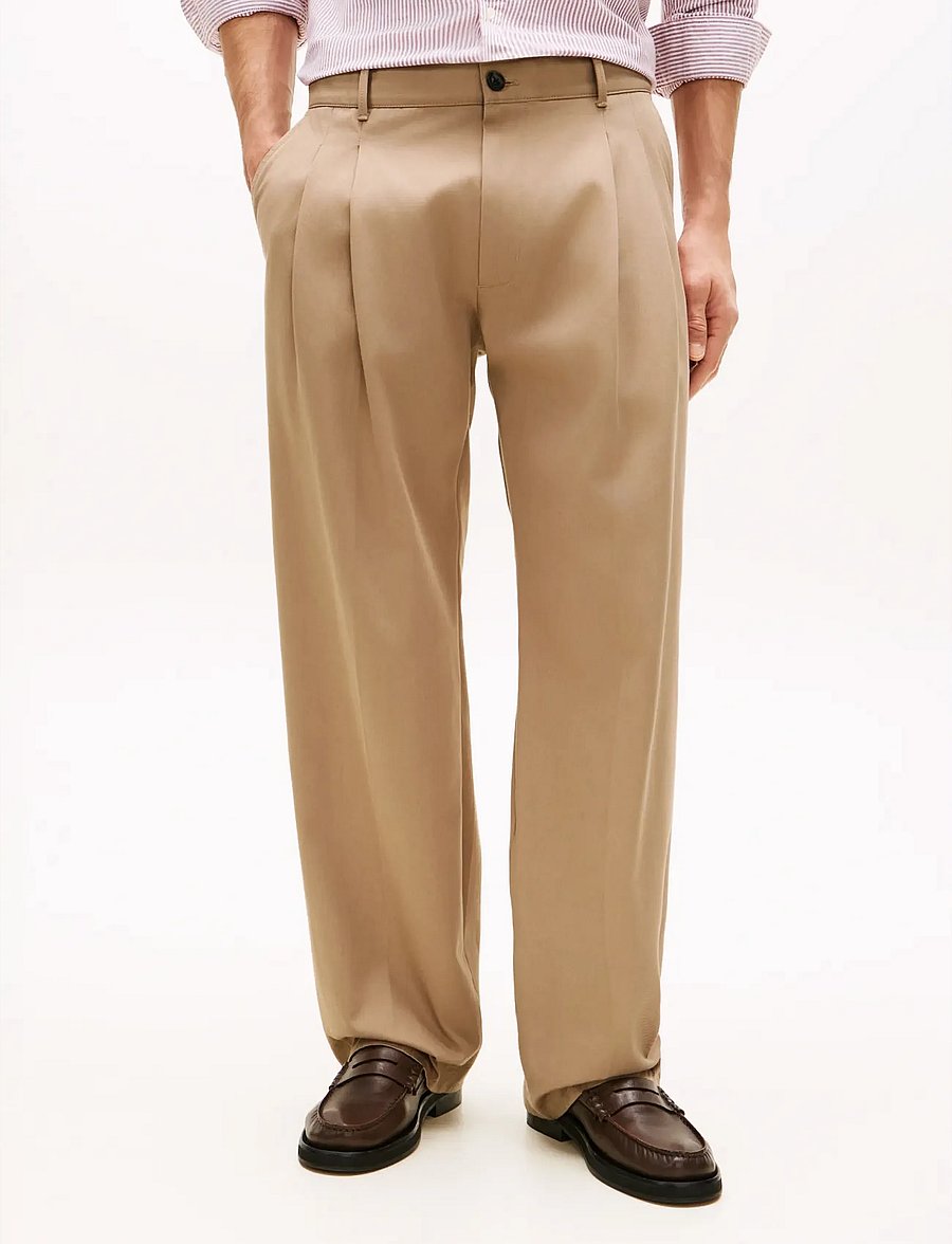 Tommy Hilfiger - MURRAY 2PLT MERCERIZED COTTON - Ülikonnapüksid - coastal taupe - 0