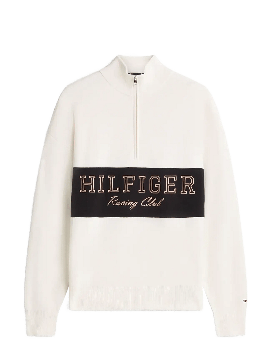 Tommy Hilfiger - MODERN ATHLEISURE ZIP MOCK - puolivetoketjulliset neuleet - ivory petal - 1