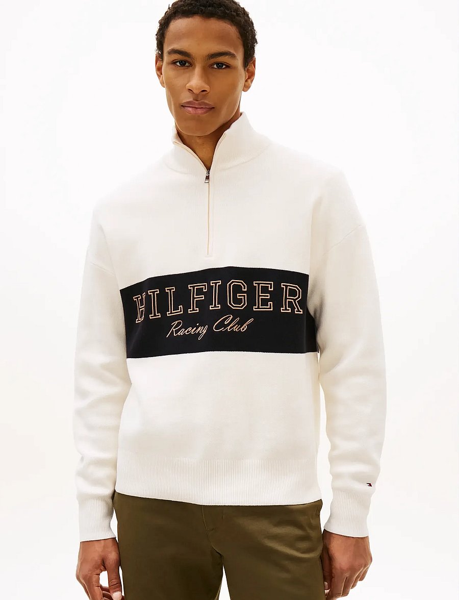 Tommy Hilfiger - MODERN ATHLEISURE ZIP MOCK - puolivetoketjulliset neuleet - ivory petal - 0