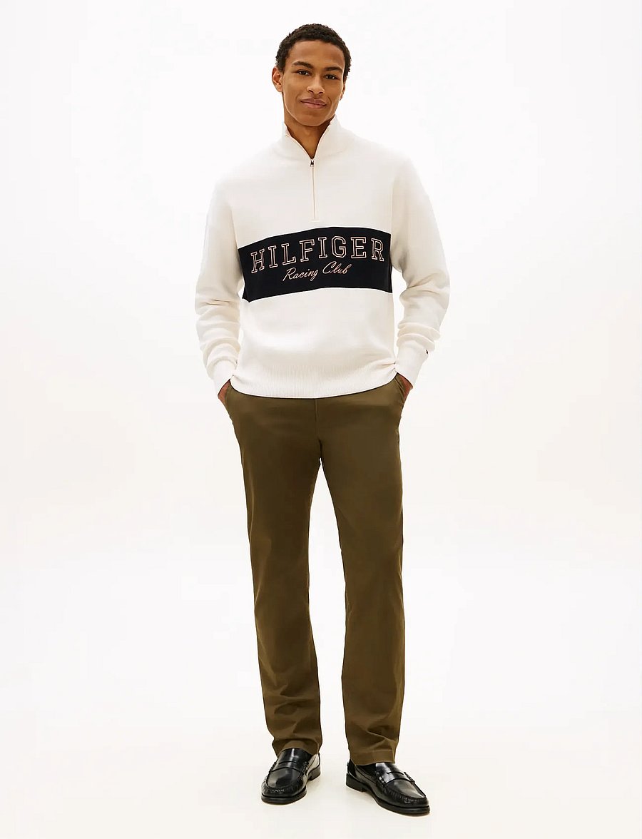 Tommy Hilfiger - MODERN ATHLEISURE ZIP MOCK - puolivetoketjulliset neuleet - ivory petal - 2