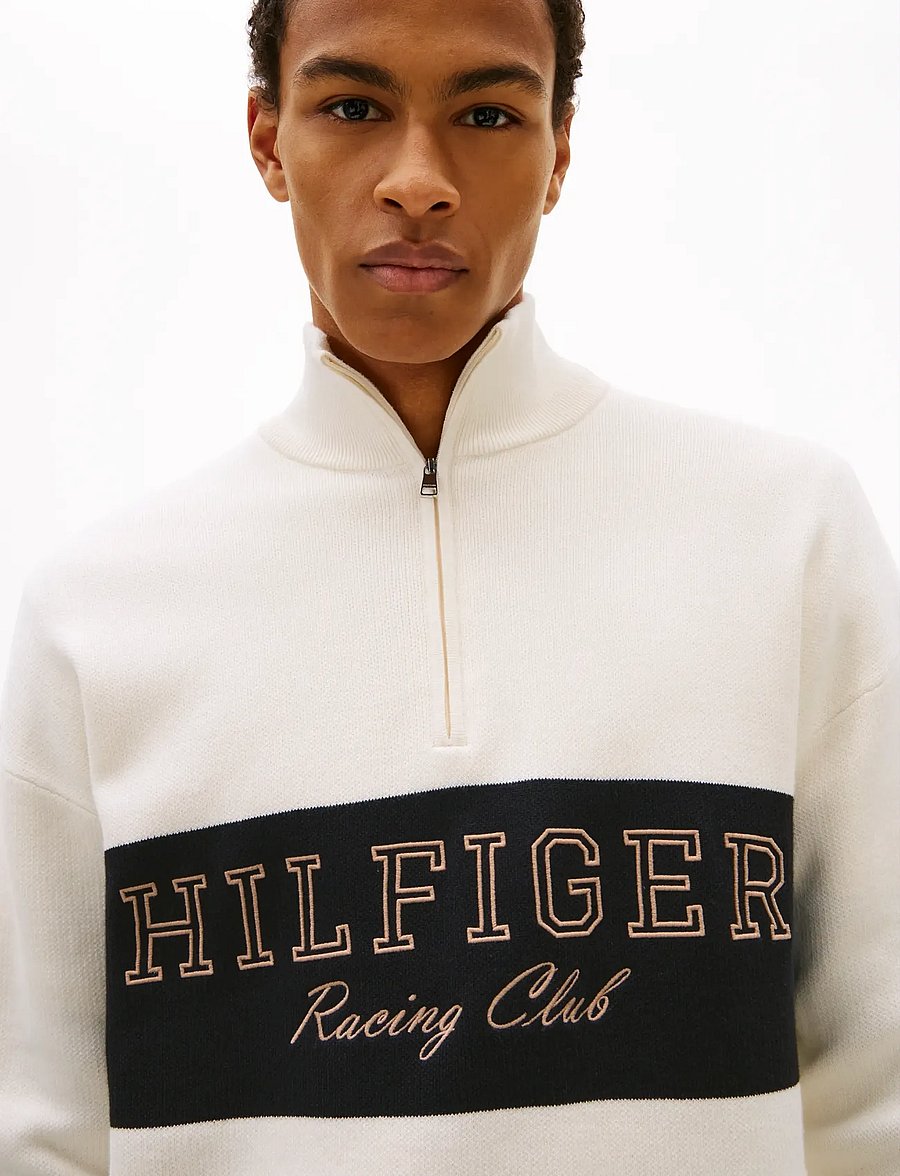 Tommy Hilfiger - MODERN ATHLEISURE ZIP MOCK - puolivetoketjulliset neuleet - ivory petal - 4