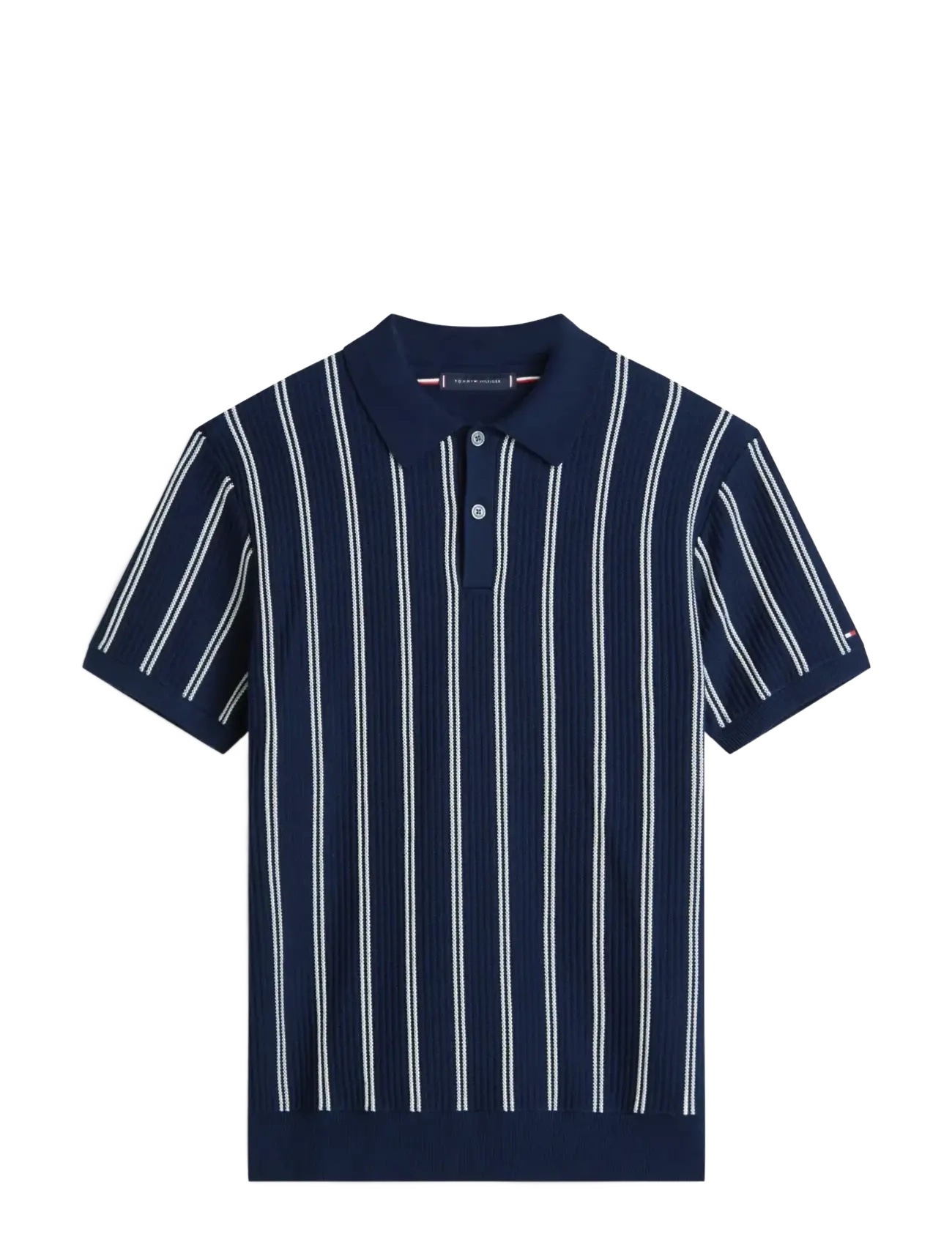 TOMMY HILFIGER Strick Vertical Stripe Ss Polo Navy - XS - Herren