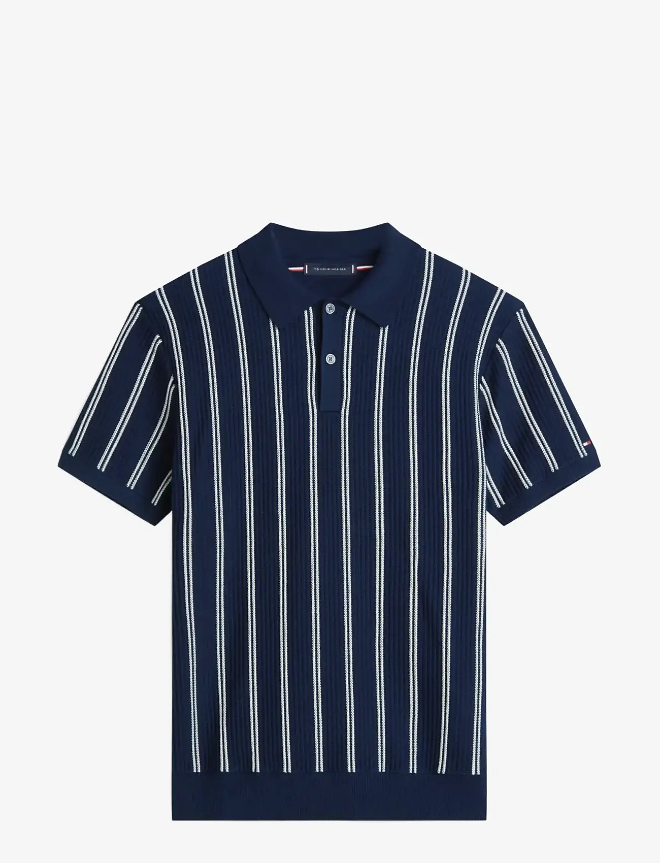 Tommy Hilfiger - KNITTED VERTICAL STRIPE SS POLO - gestrickte polohemden - dark night navy - 1
