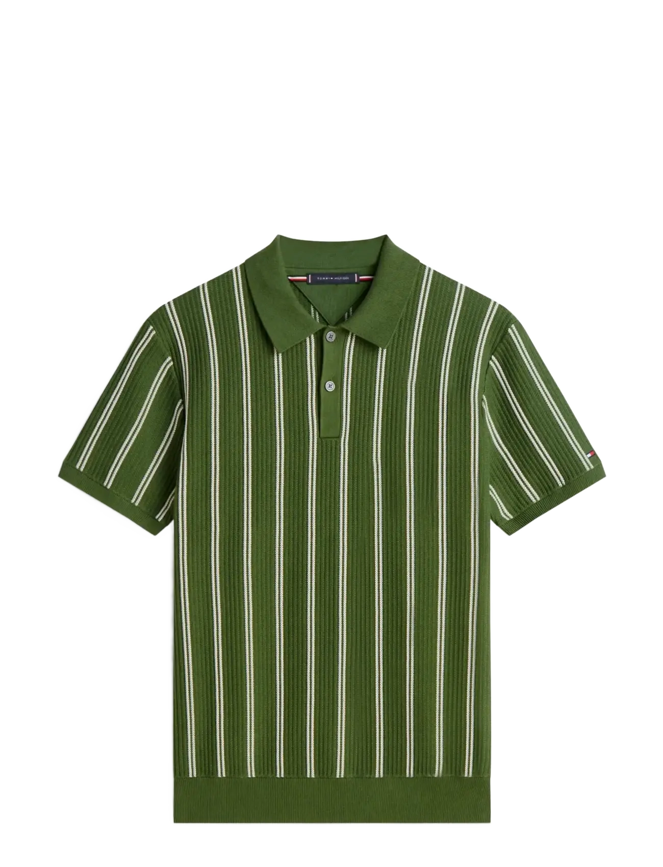 Tommy Hilfiger KNITTED VERTICAL STRIPE SS POLO - Poloer - MOUNTAIN PINE / green