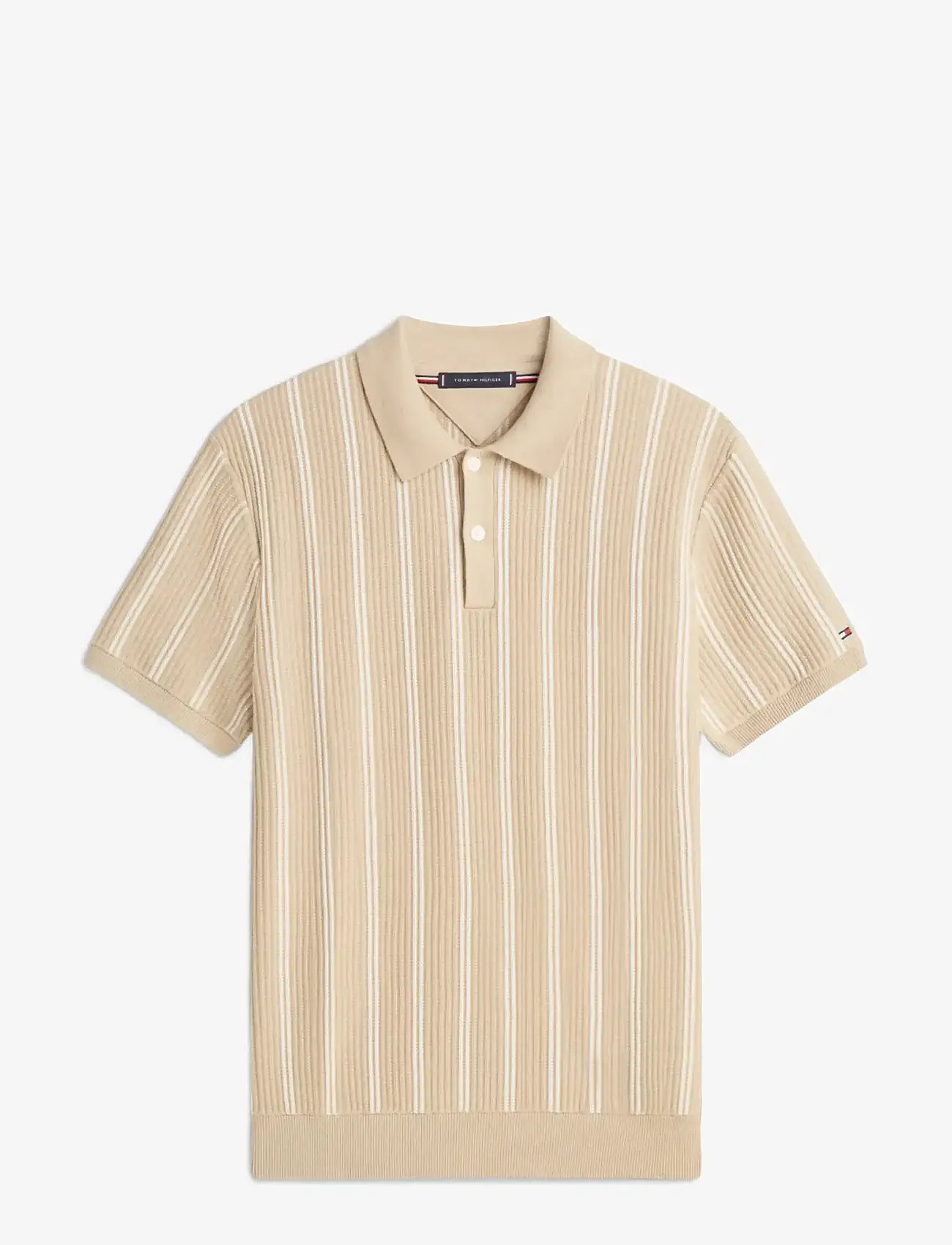 Tommy Hilfiger - KNITTED VERTICAL STRIPE SS POLO - stickade pikéer - sandalwood - 1