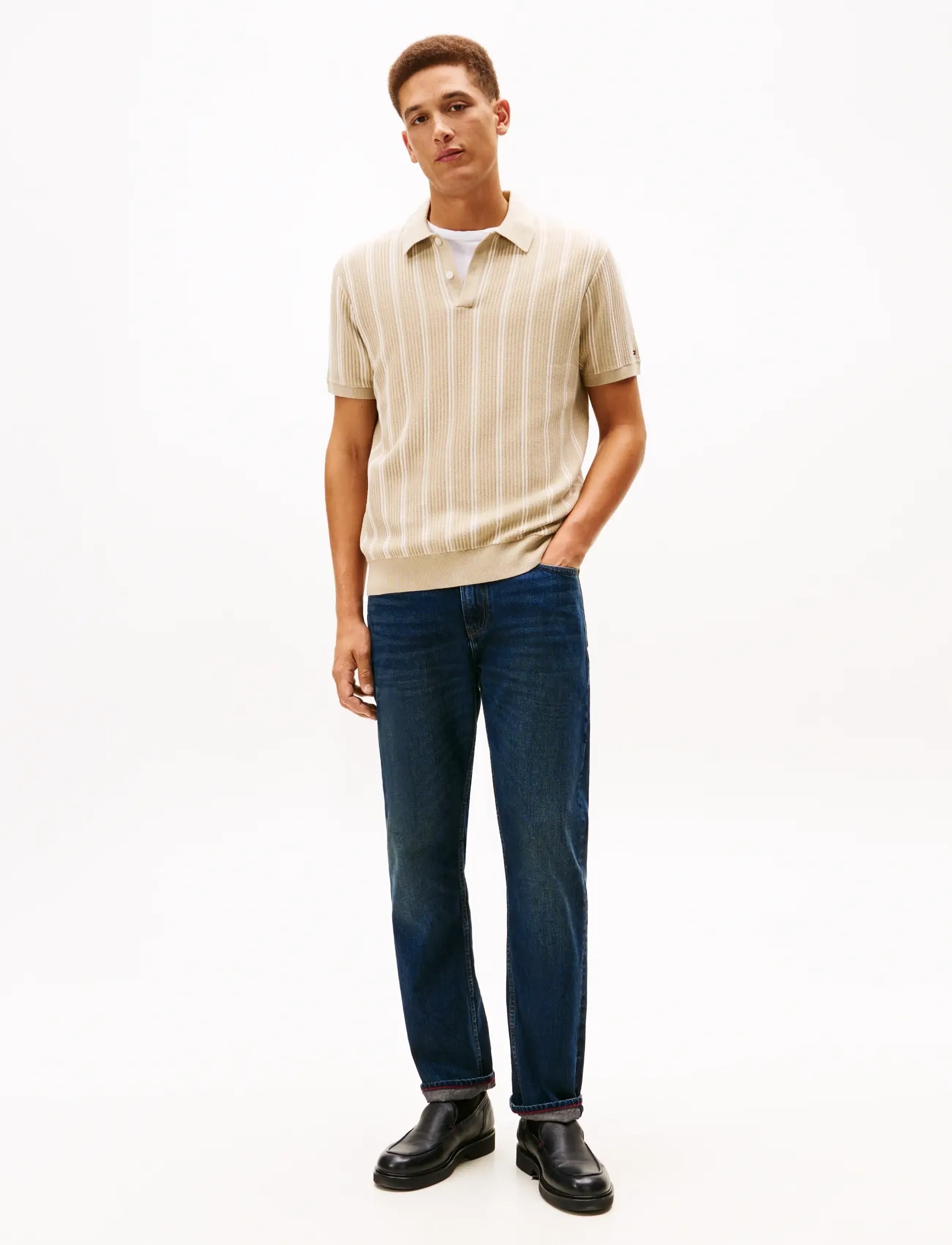 Tommy Hilfiger - KNITTED VERTICAL STRIPE SS POLO - knitted polos - sandalwood - 2