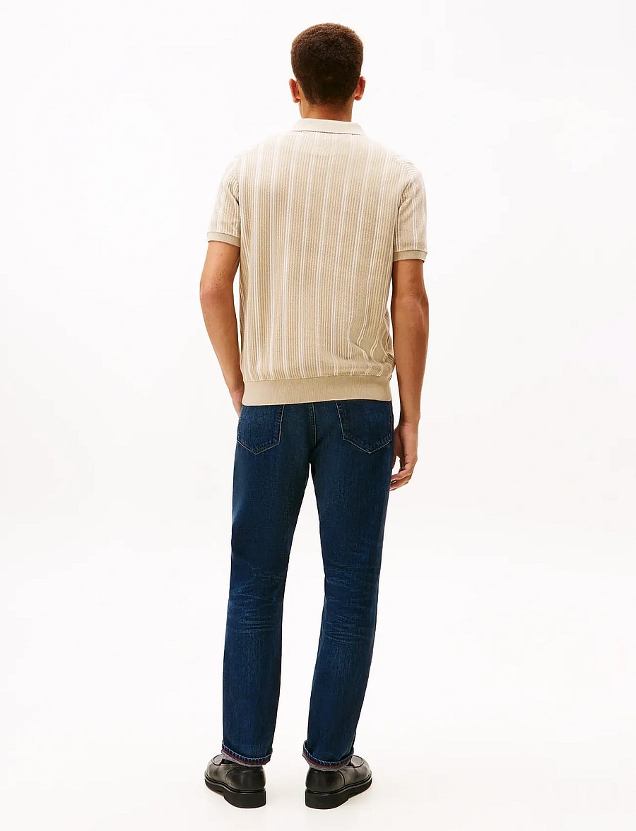 Tommy Hilfiger - KNITTED VERTICAL STRIPE SS POLO - kootud polosärgid - sandalwood - 3