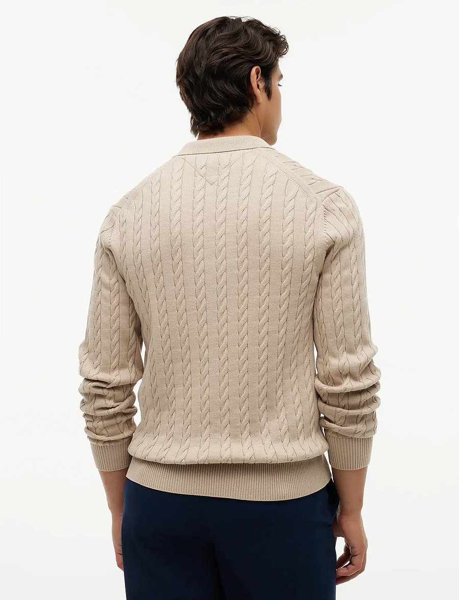 Tommy Hilfiger - CLASSIC COTTON CABLE LS POLO - pikkade varrukatega kootud polod - batique khaki - 2