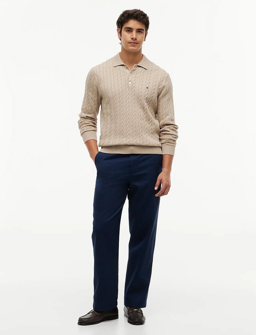 Tommy Hilfiger - CLASSIC COTTON CABLE LS POLO - pikkade varrukatega kootud polod - batique khaki - 4