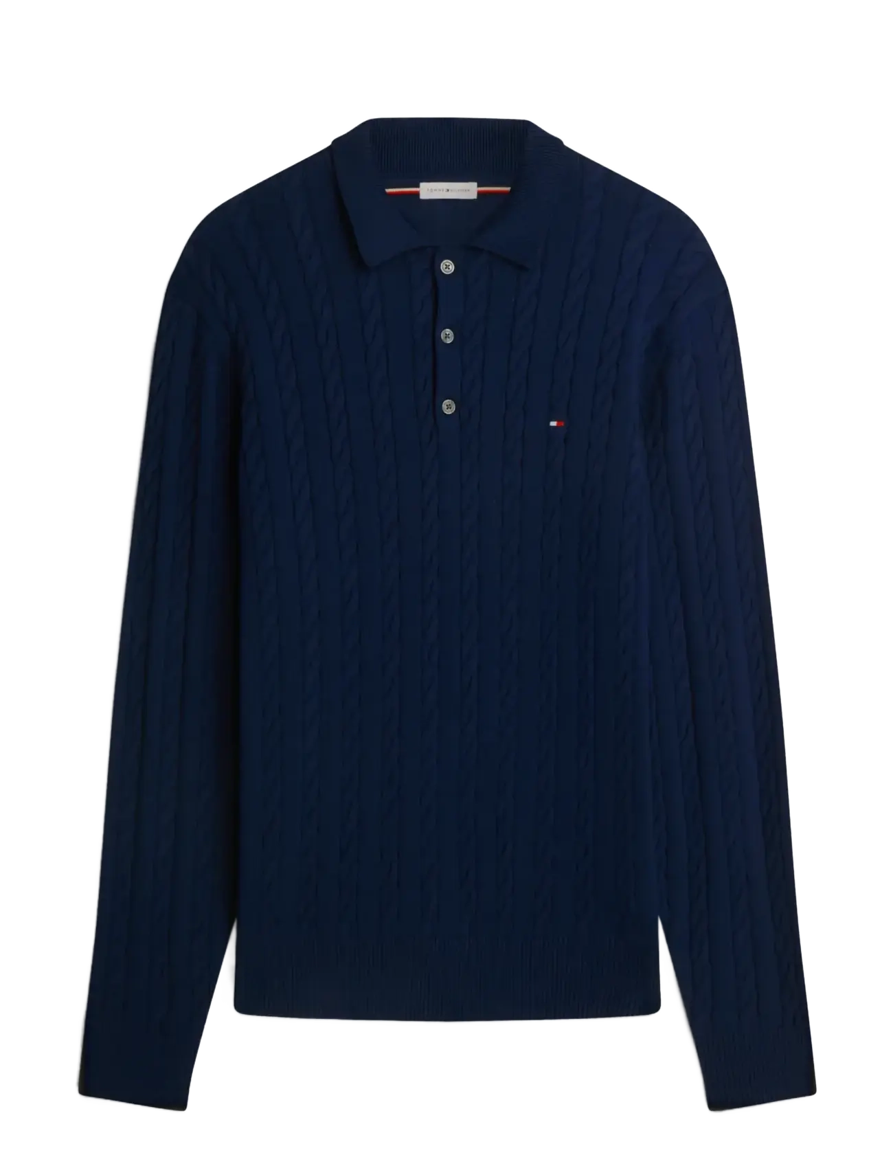 Tommy Hilfiger CLASSIC COTTON CABLE LS POLO - Winter deals - CARBON NAVY / navy