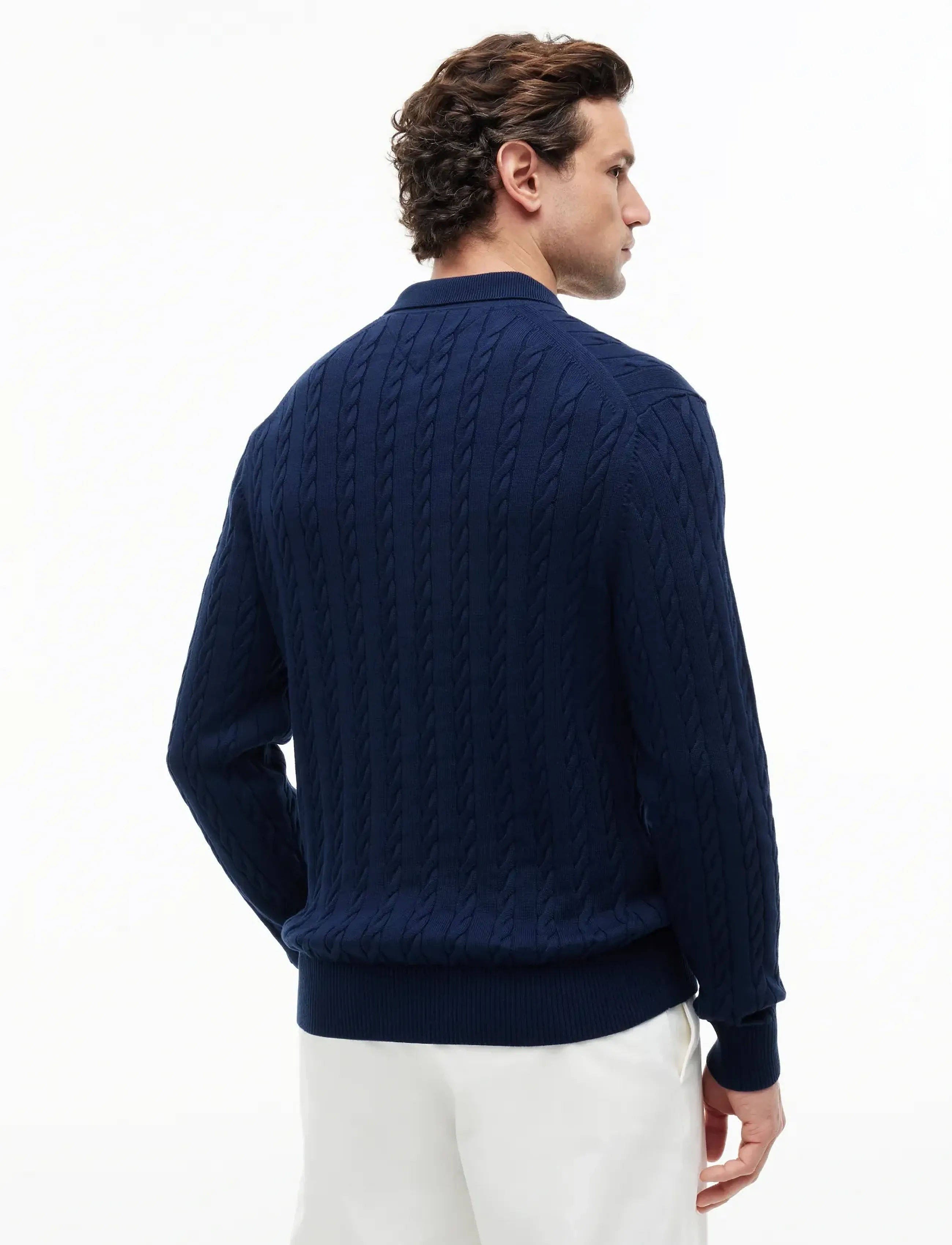 Tommy Hilfiger - CLASSIC COTTON CABLE LS POLO - langärmelige gestrickte polohemden - carbon navy - 2