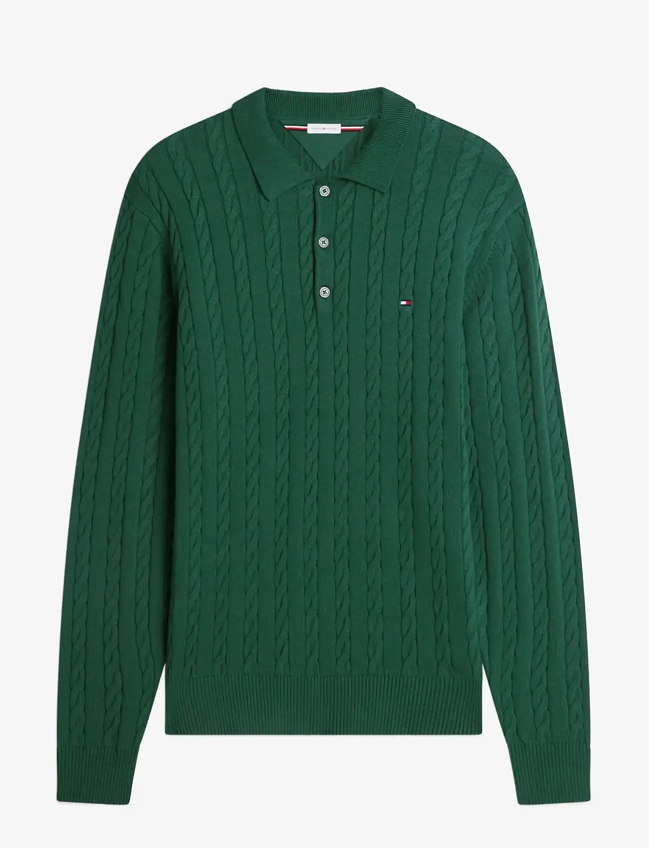 Tommy Hilfiger - CLASSIC COTTON CABLE LS POLO - poloer i strik med lange ærmer - street green - 1
