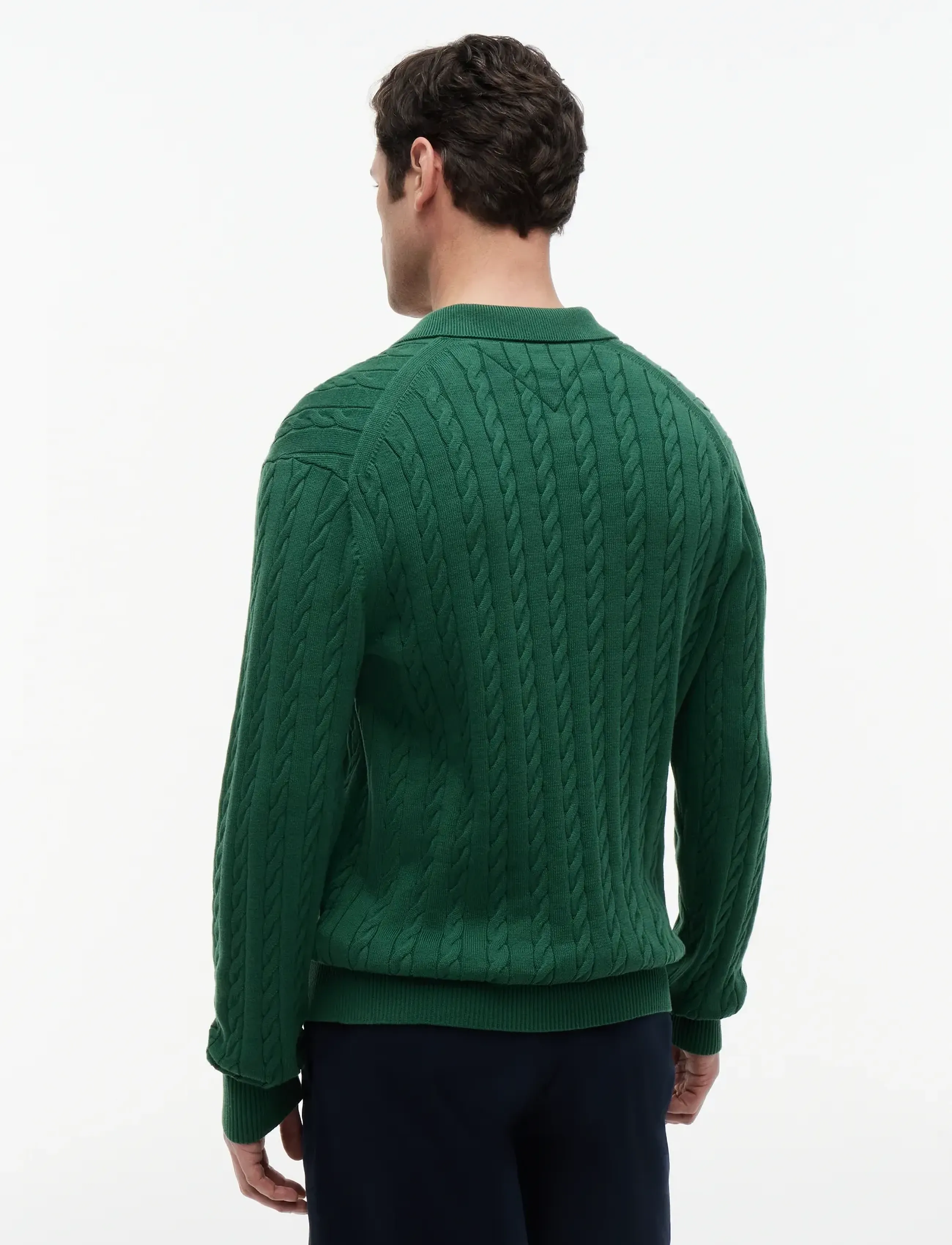 Tommy Hilfiger - CLASSIC COTTON CABLE LS POLO - pikkade varrukatega kootud polosärgid - street green - 2