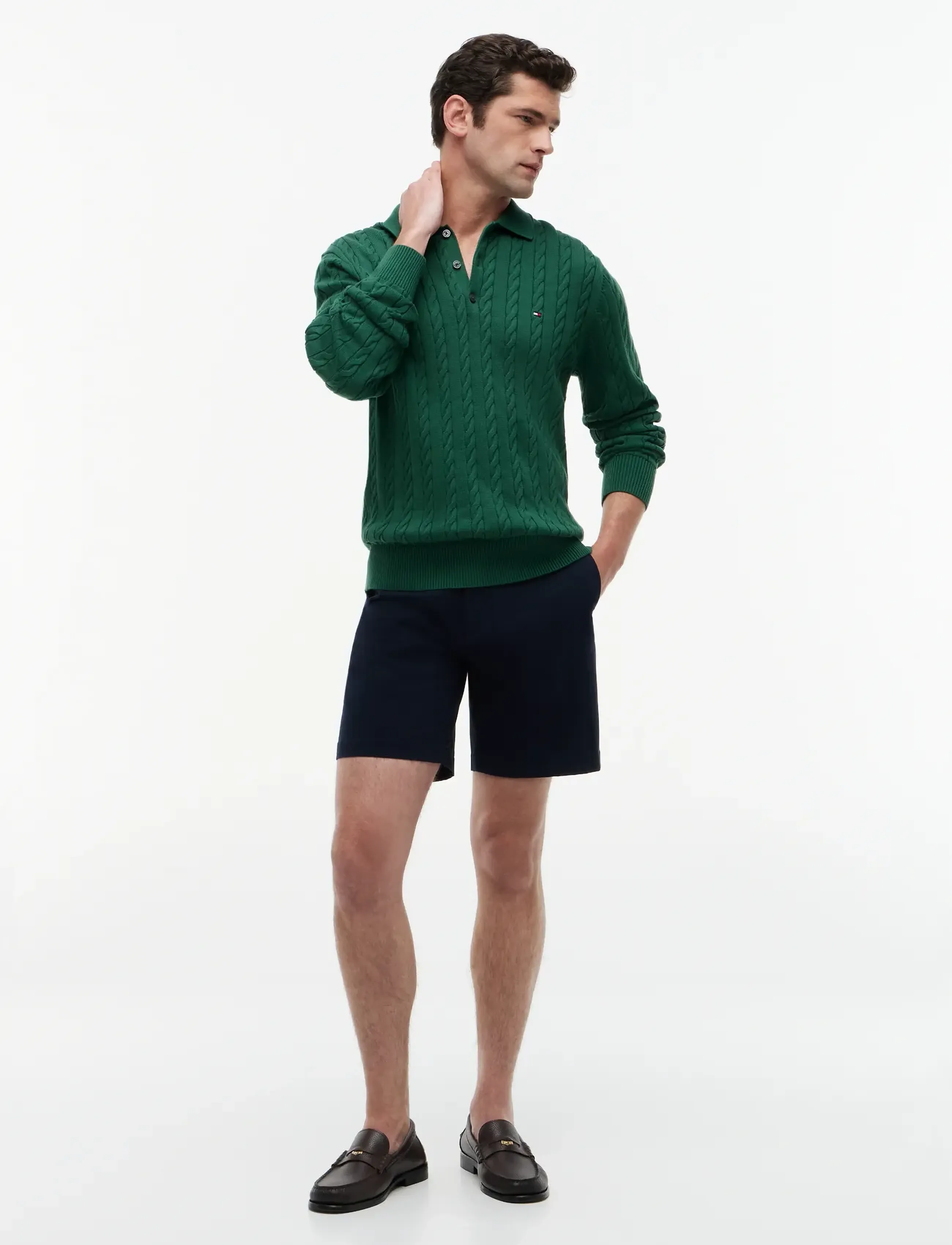 Tommy Hilfiger - CLASSIC COTTON CABLE LS POLO - pikkade varrukatega kootud polosärgid - street green - 4