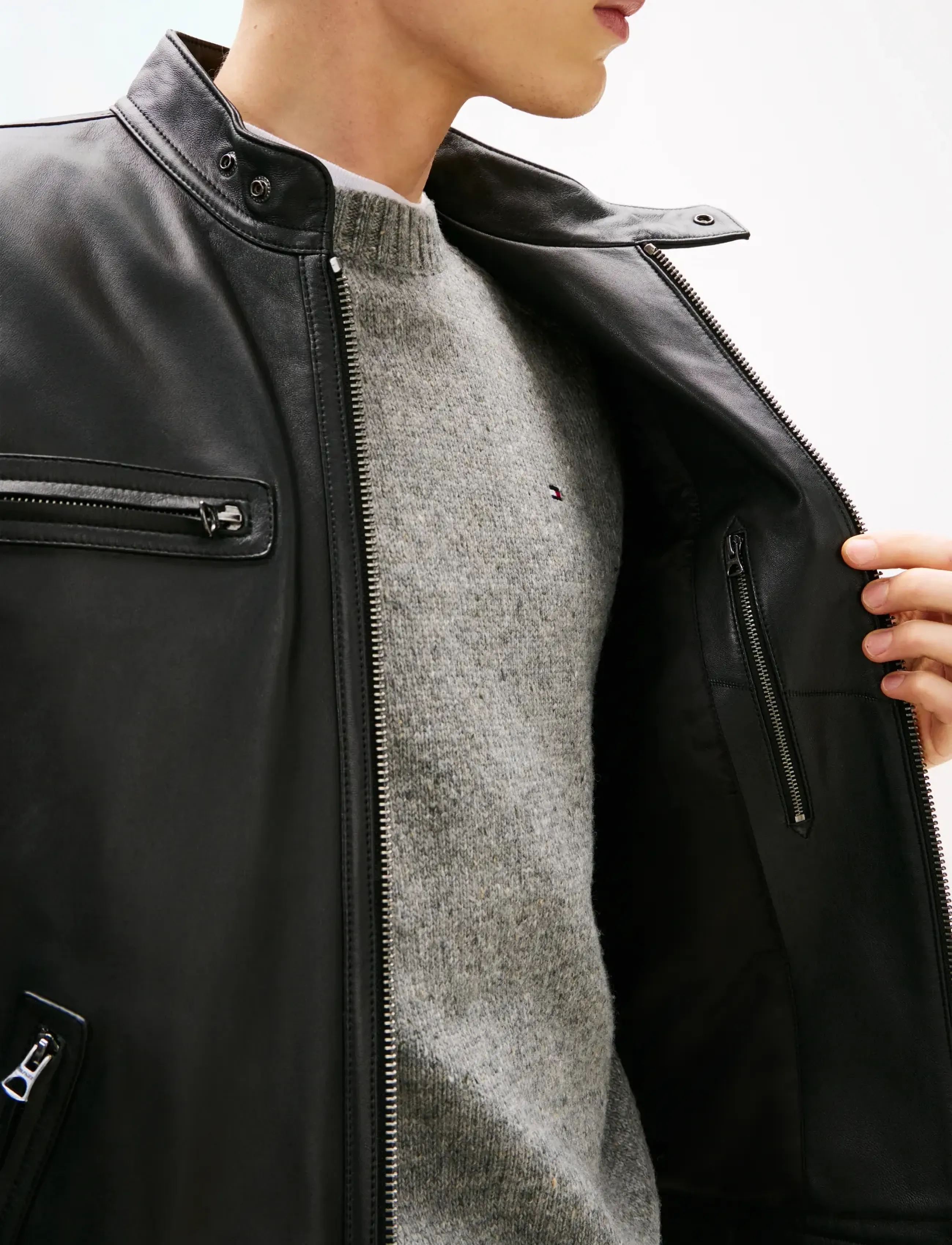 Tommy Hilfiger - LEATHER CAFÉ RACER - black - 4