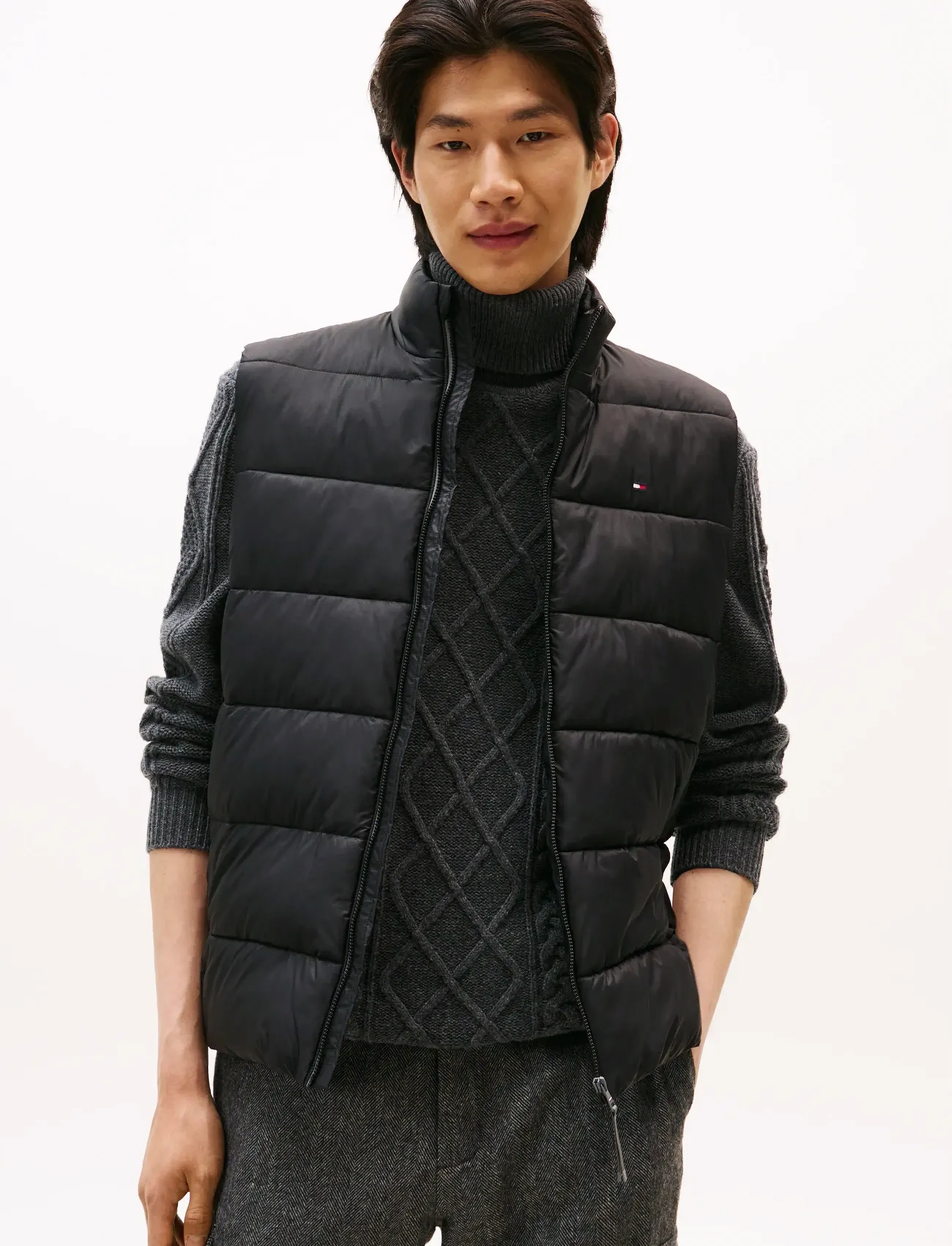 Tommy Hilfiger Mid Weight Vest, Mænd, Puffer Vest, Sort, Str: L