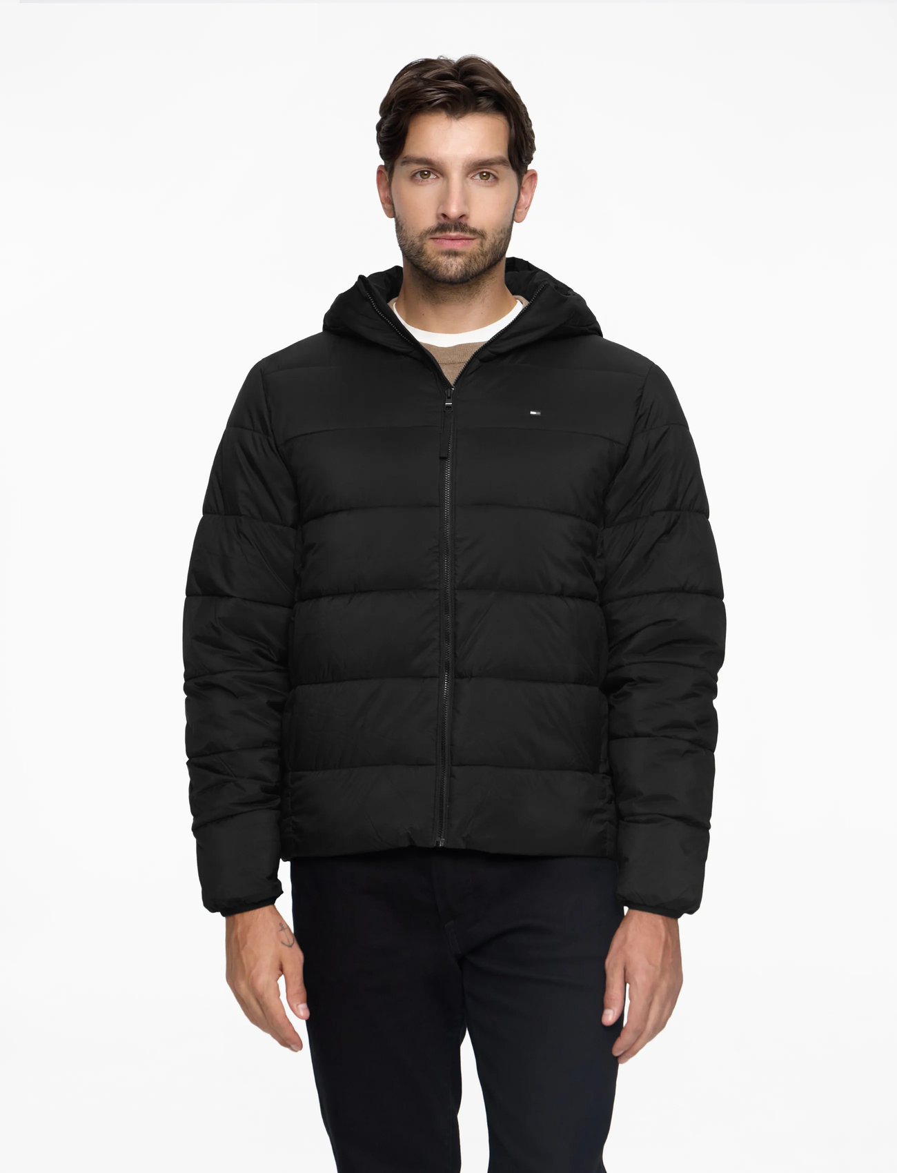 Tommy Hilfiger - MID WEIGHT HOODED JACKET - fodrade jackor - black - 0