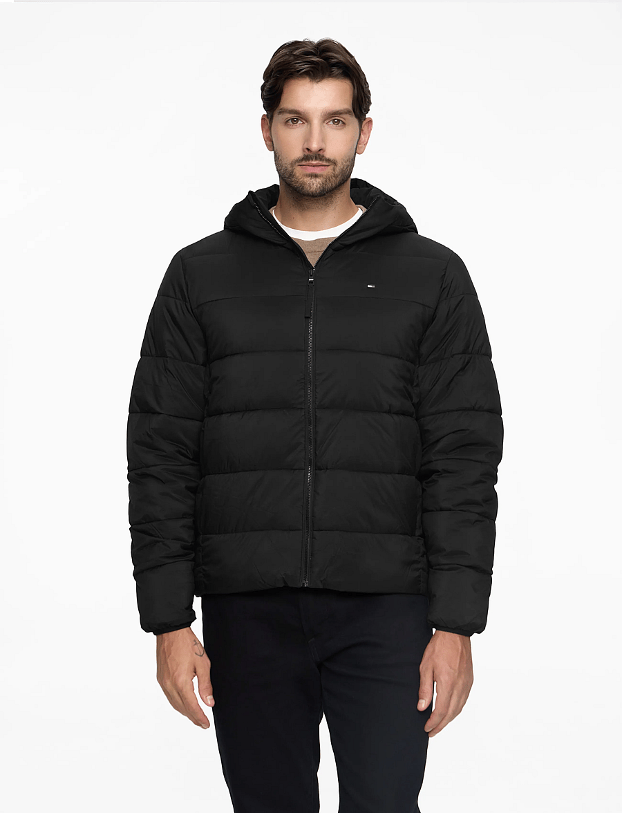 Tommy Hilfiger - MID WEIGHT HOODED JACKET - voodriga jakid - black - 0