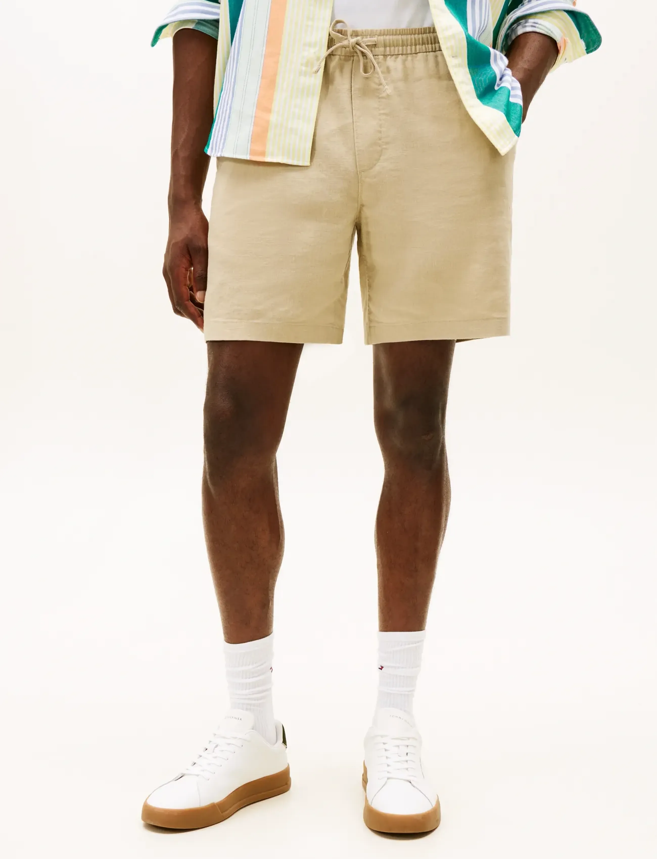 Tommy Hilfiger Mercer 7 Pull On Linen Short, 34, Beige, Shorts > Linen Shorts, Herre