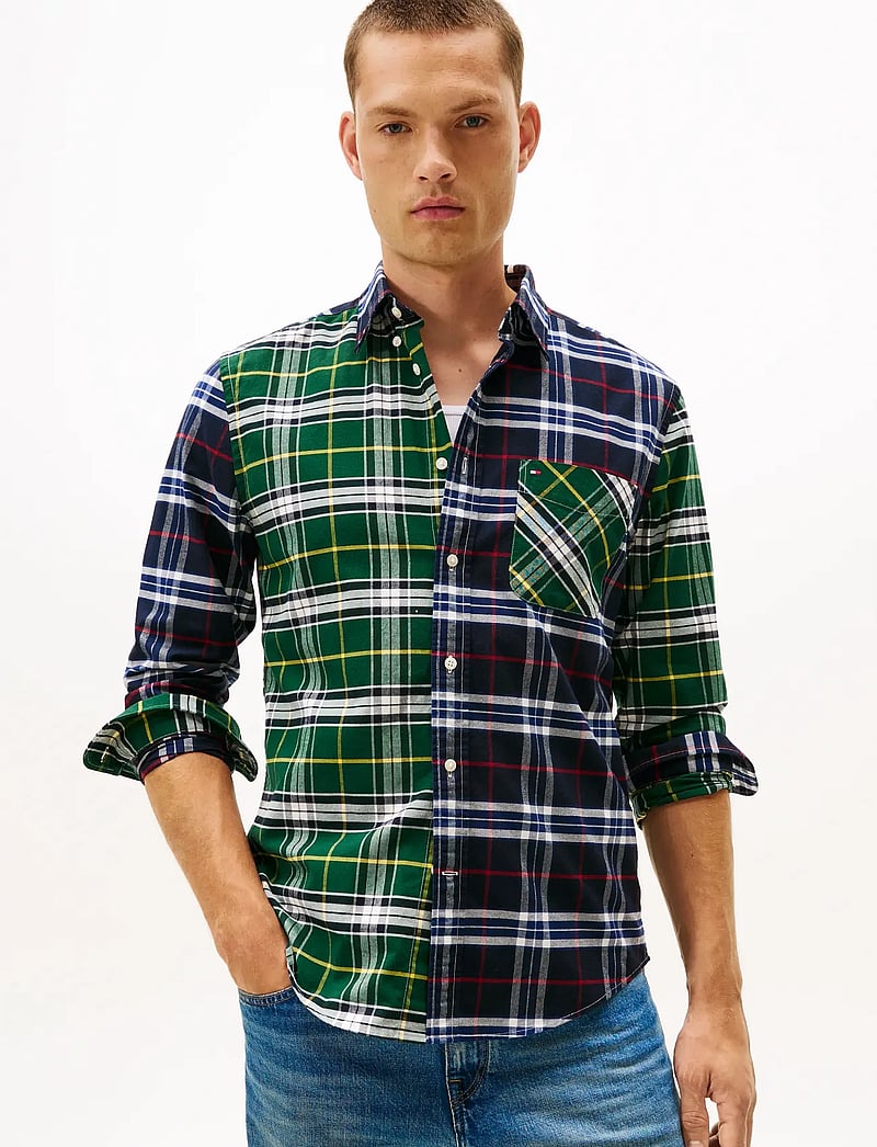 Tommy Hilfiger - BRUSHED OXFORD BLOCKING RF SHIRT - basic skjortor - desert sky / ornamental green check - 0