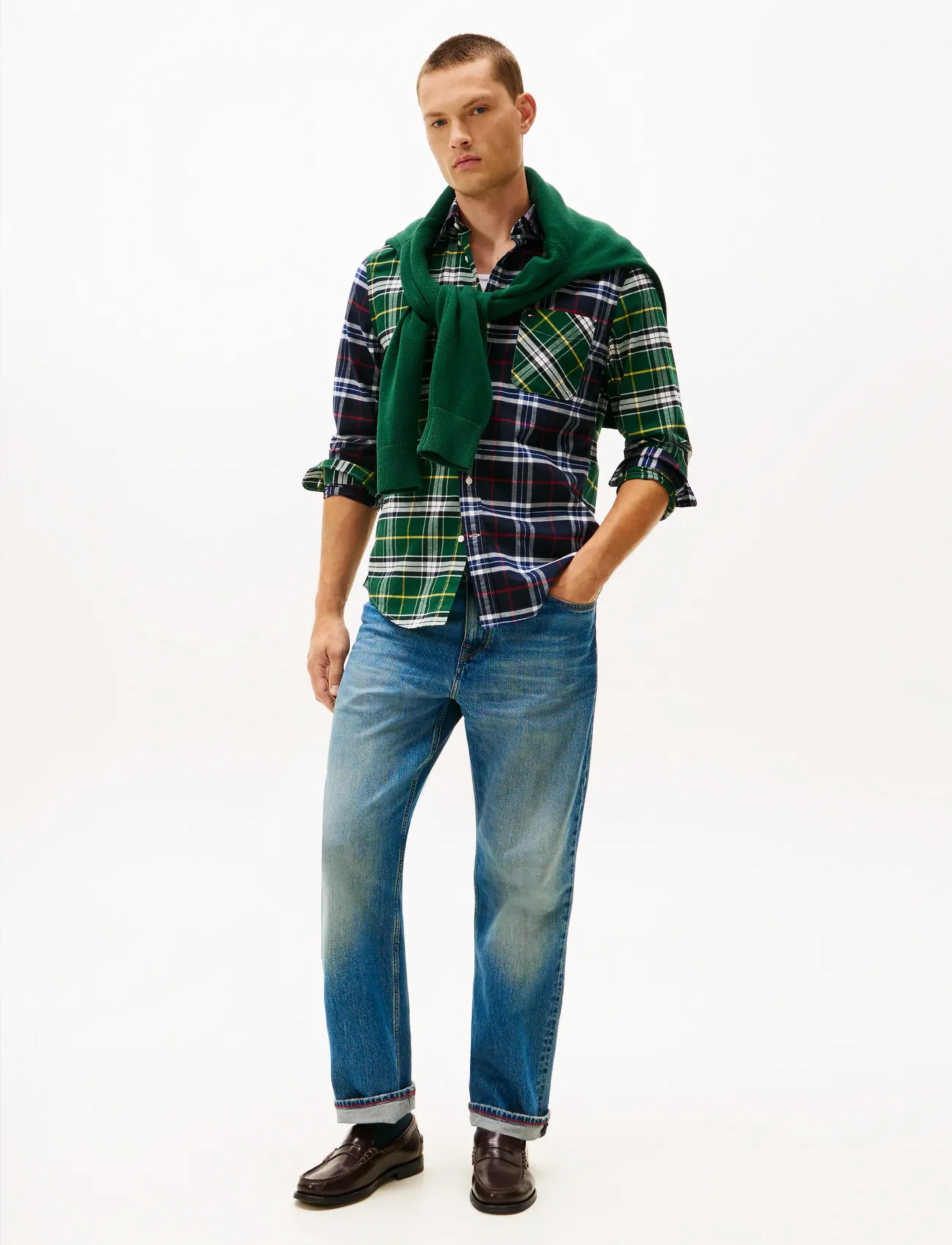 Tommy Hilfiger - BRUSHED OXFORD BLOCKING RF SHIRT - karierte hemden - desert sky / ornamental green check - 2