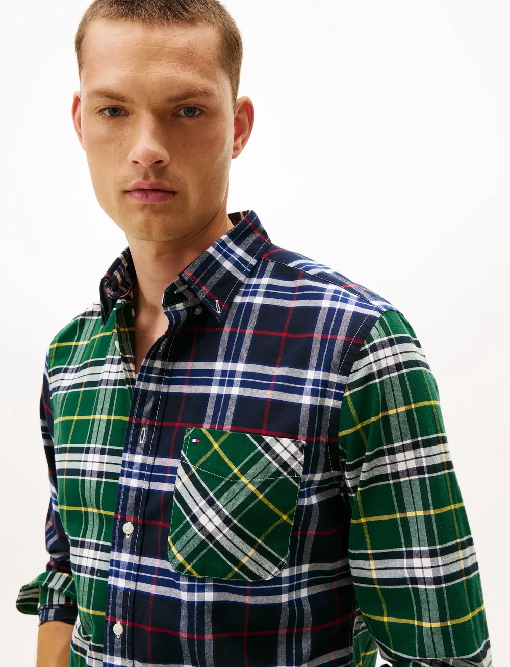 Tommy Hilfiger - BRUSHED OXFORD BLOCKING RF SHIRT - checkered shirts - desert sky / ornamental green check - 4