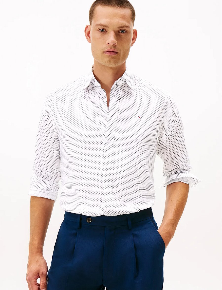 Tommy Hilfiger - CL - TWILL PRT RF SHIRT HNR - formal shirts - white preppy navy - 0