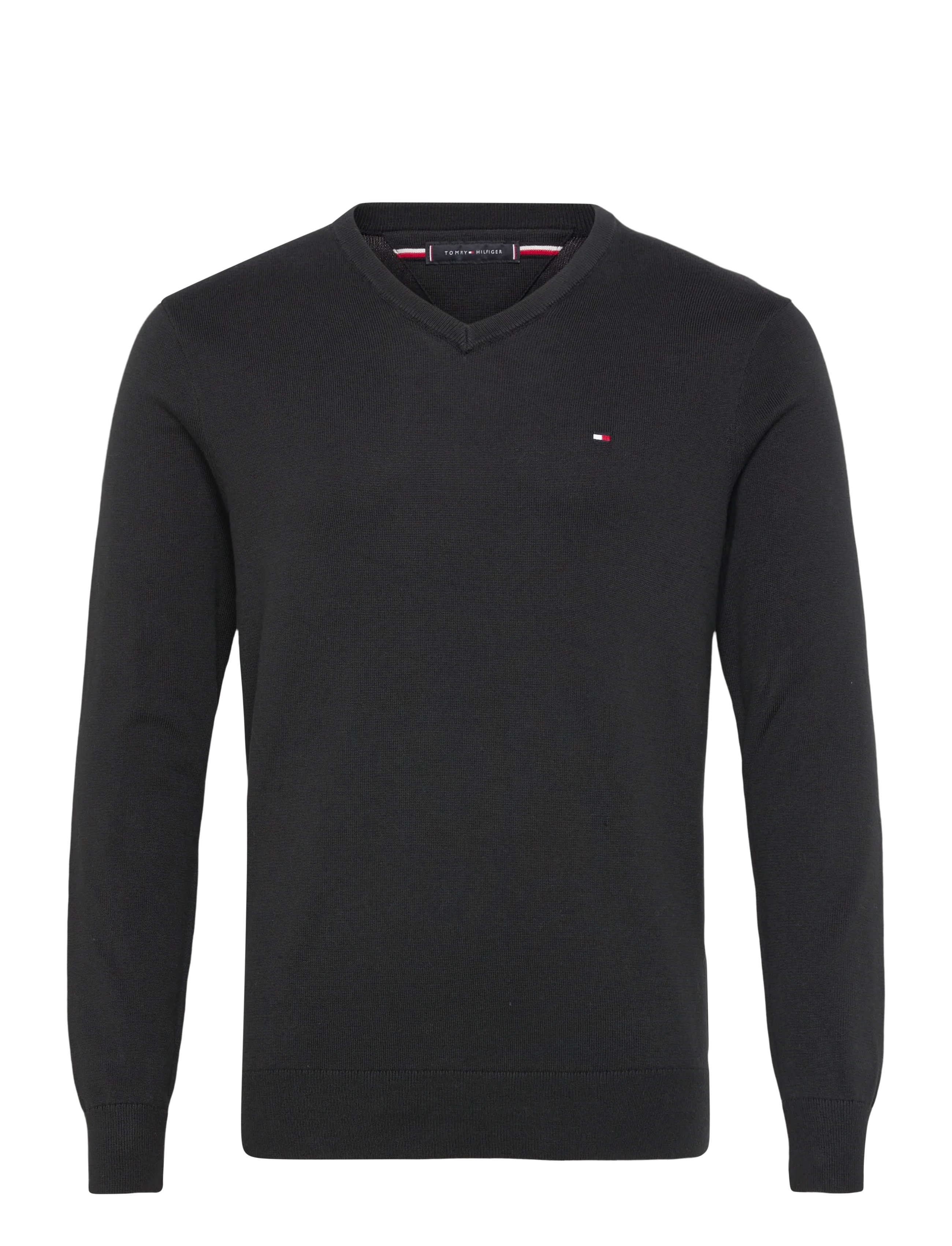 Tommy Hilfiger ESSENTIAL COTTON V NECK - Designers - BLACK / black