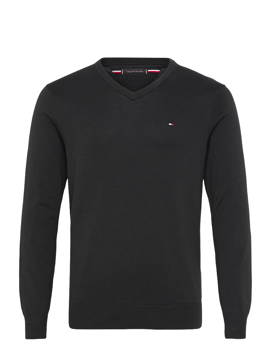 Tommy Hilfiger - ESSENTIAL COTTON V NECK - v-kaelusega - black - 1