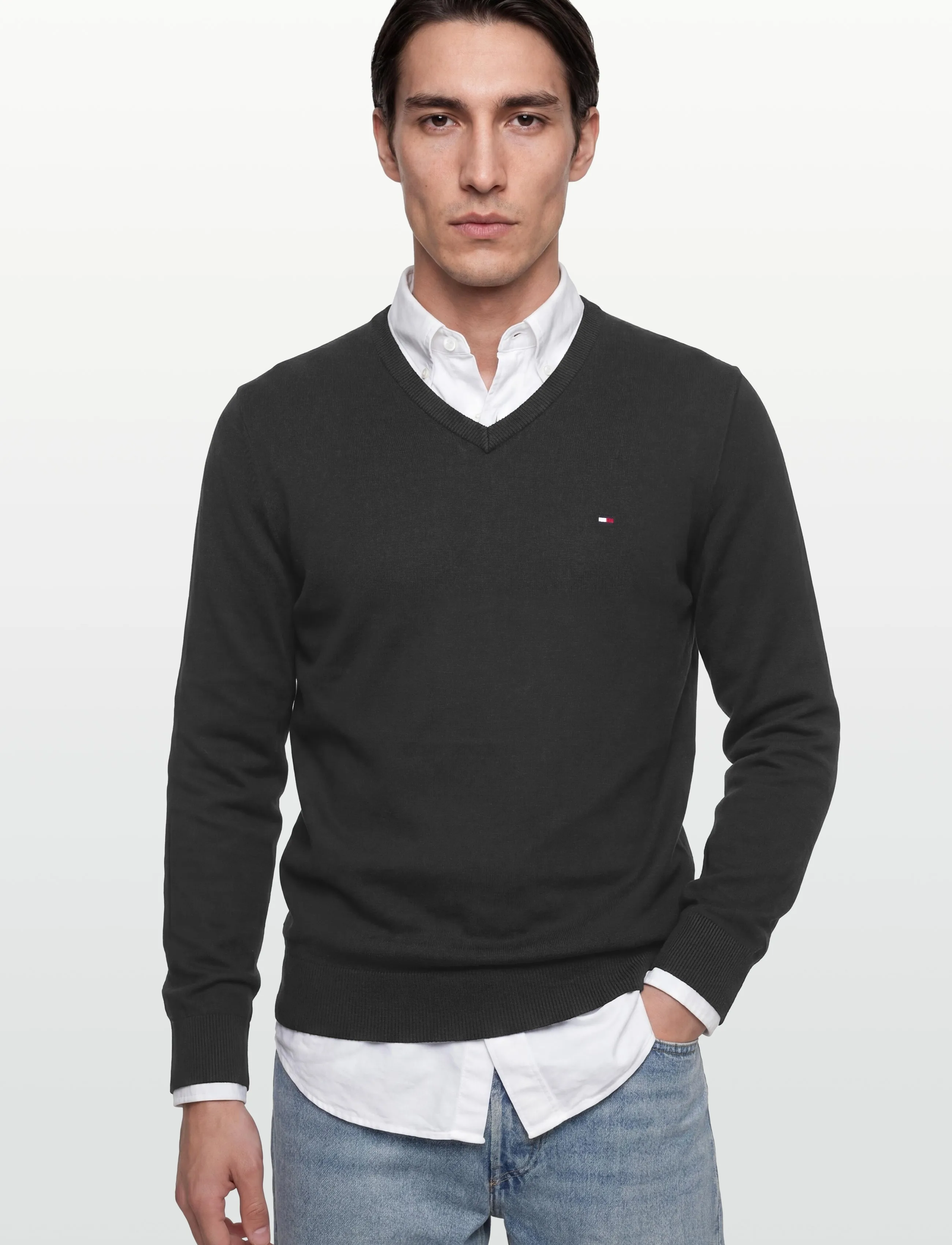 Tommy Hilfiger - ESSENTIAL COTTON V NECK - v-ausschnitt - black - 3