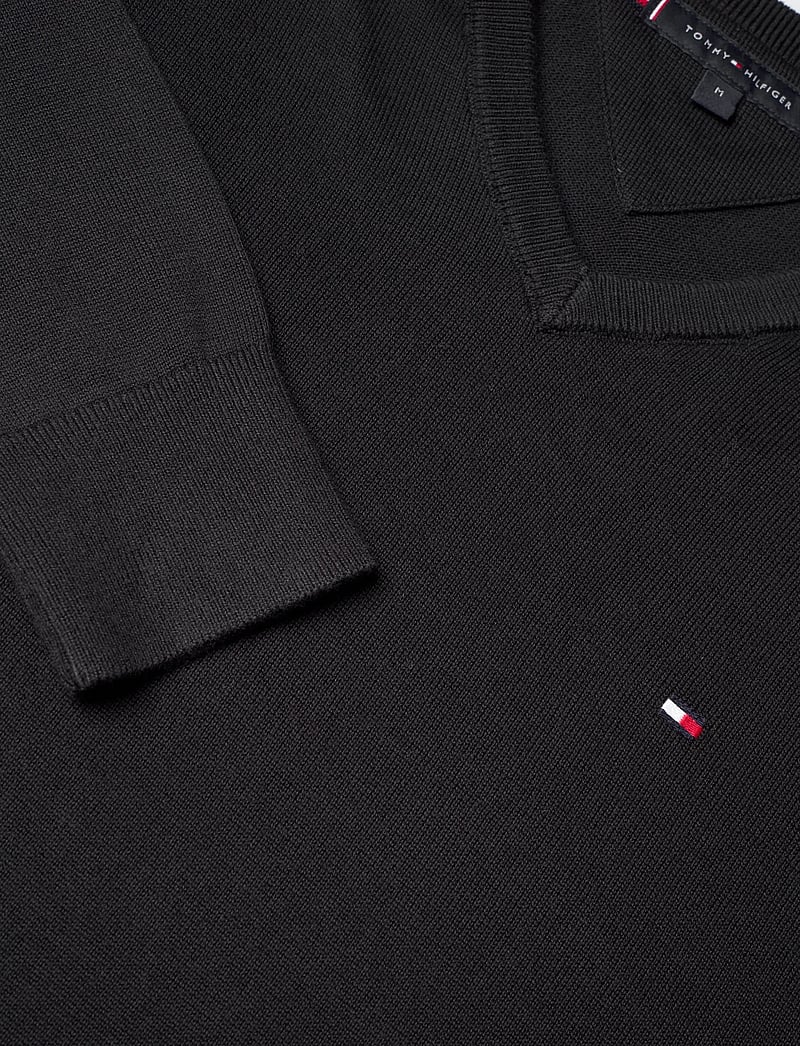 Tommy Hilfiger - ESSENTIAL COTTON V NECK - v-kaelusega kudumid - black - 2