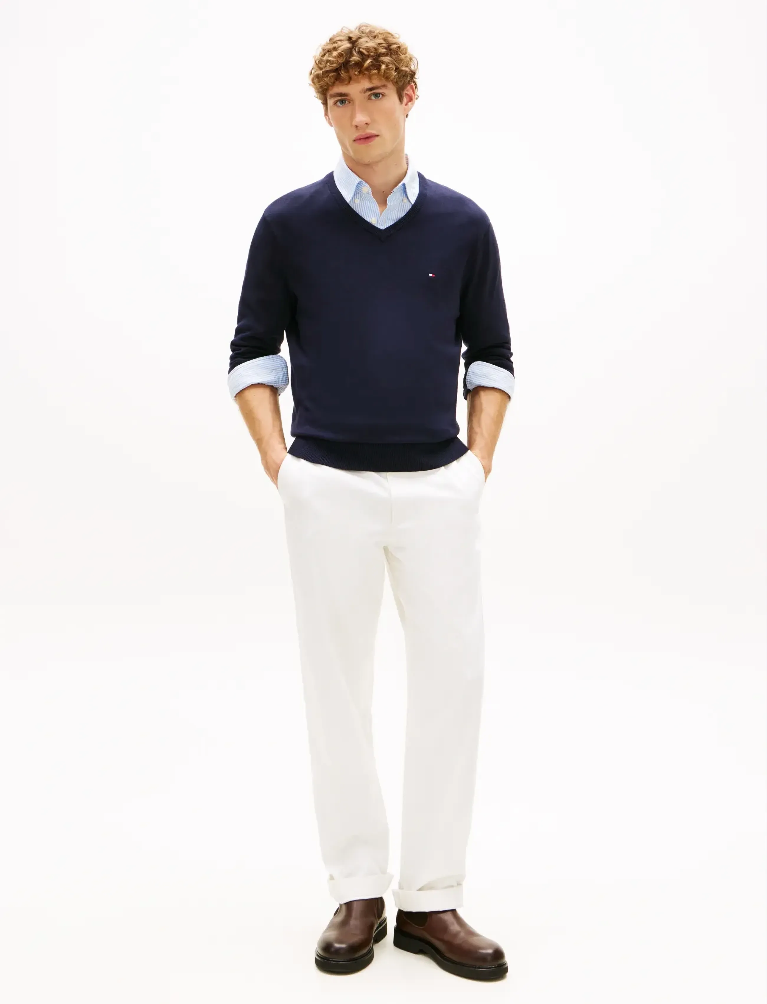 Tommy Hilfiger - ESSENTIAL COTTON V NECK - trøjer - desert sky - 3
